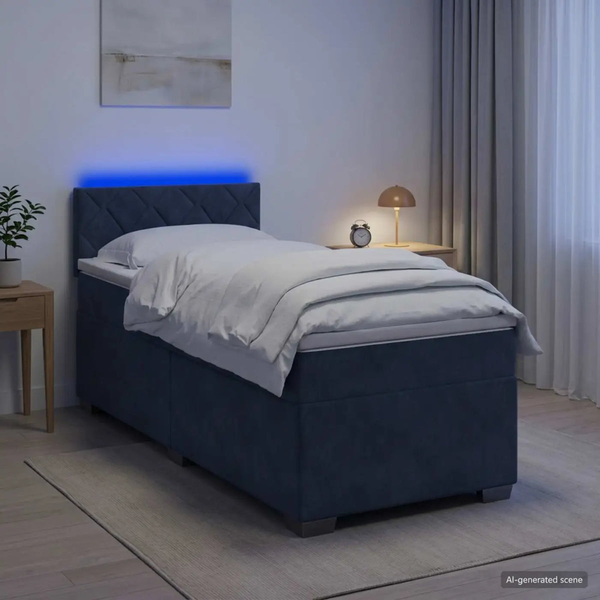 Lit de box spring avec matelas et LED Gris foncé 90 x 200 cm - XIOS