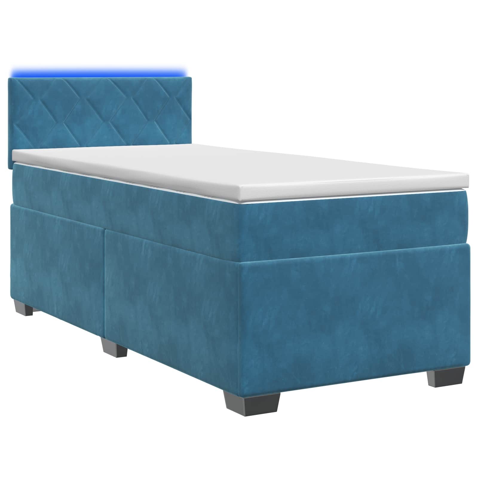 Lit de box spring avec matelas et LED Bleu 80 x 200 cm Velours