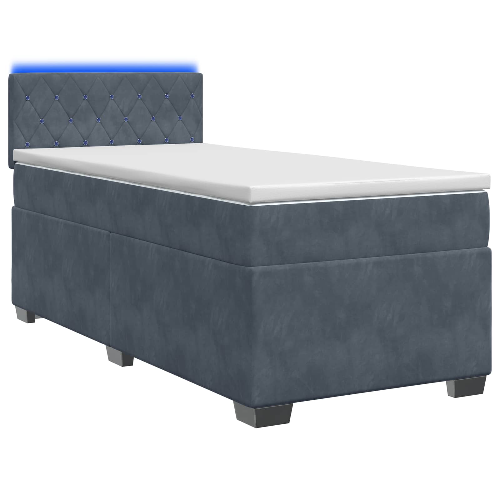 Lit de box spring avec matelas et LED Gris foncé 90 x 190 cm - XIOS