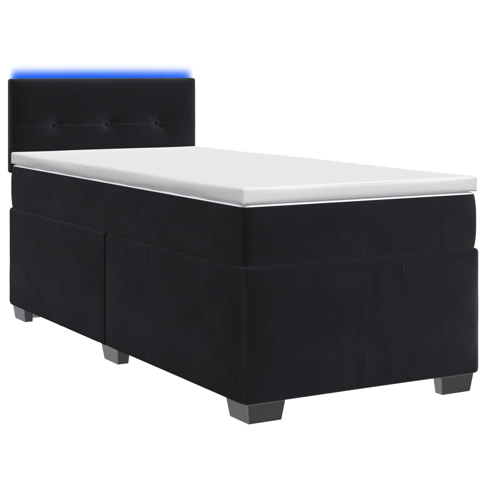 Lit de box spring avec matelas et LED Noir 90 x 190 cm Velours - XIOS