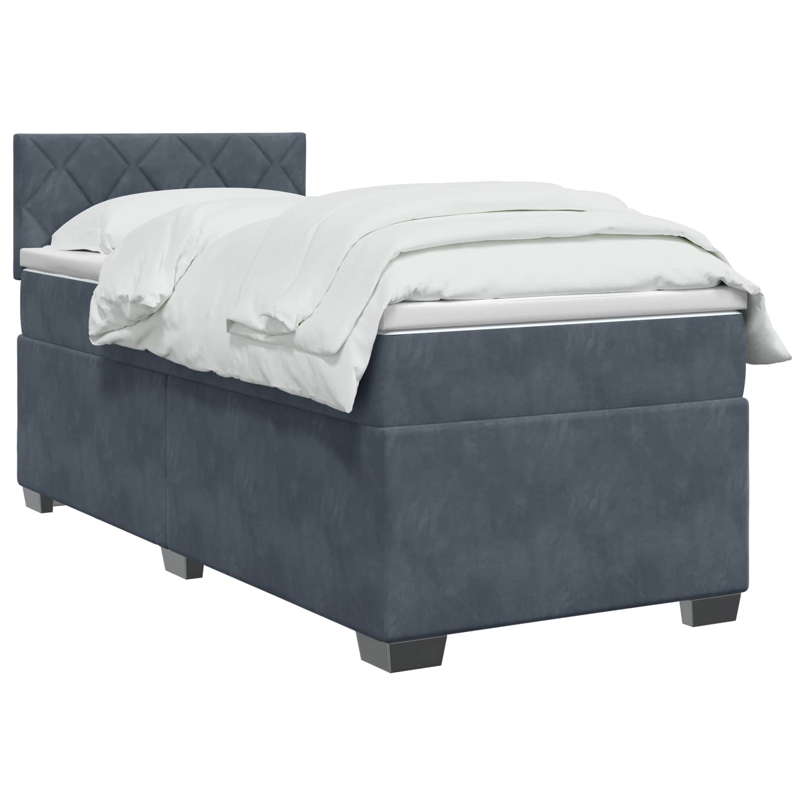 Lit de box spring avec matelas et LED Gris foncé 90 x 190 cm - XIOS
