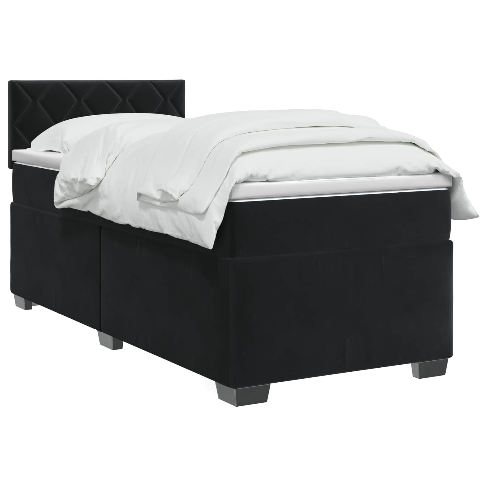 Lit de box spring avec matelas et LED Noir 90 x 190 cm Velours - XIOS