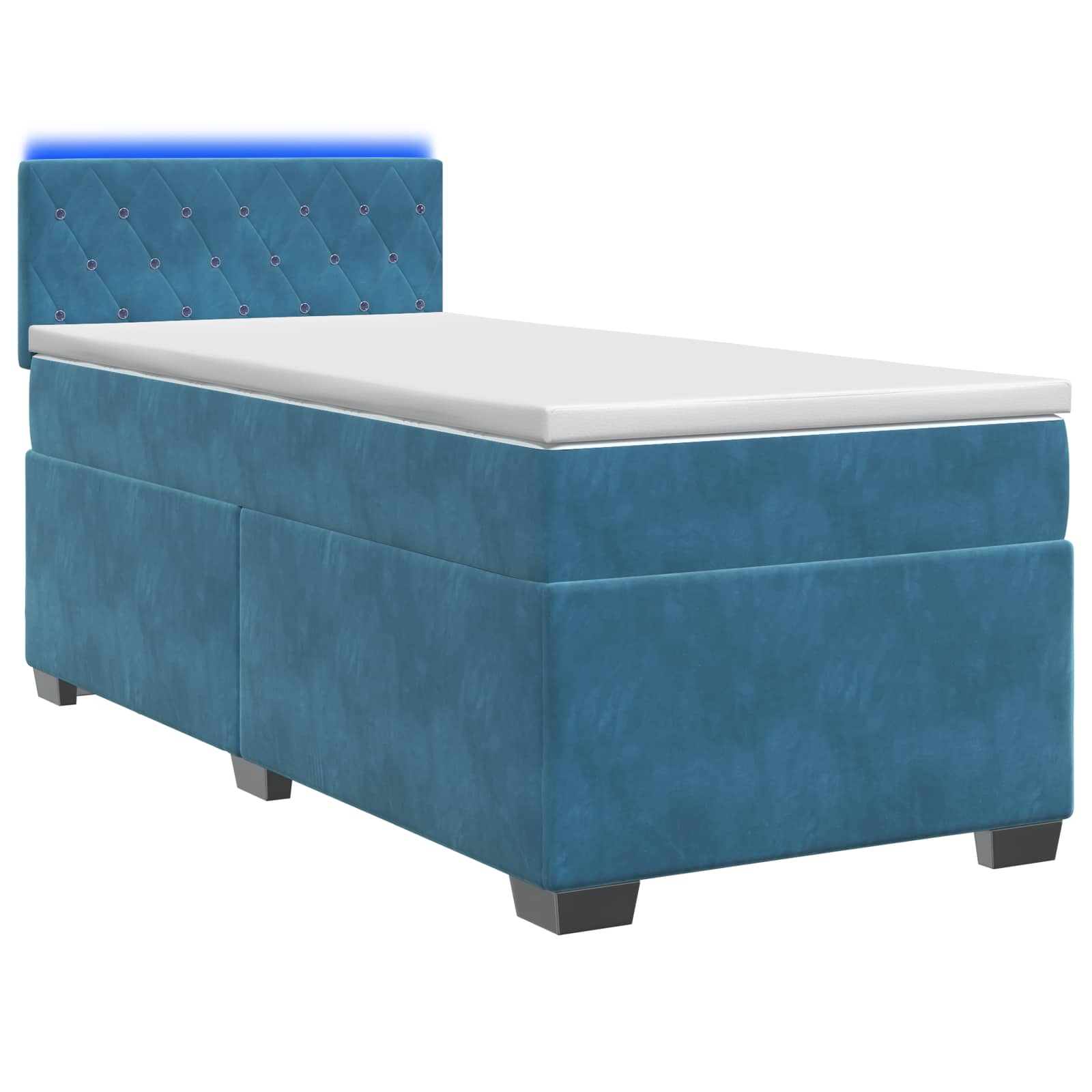 Lit de box spring avec matelas et LED Bleu 100 x 200 cm Velours - XIOS