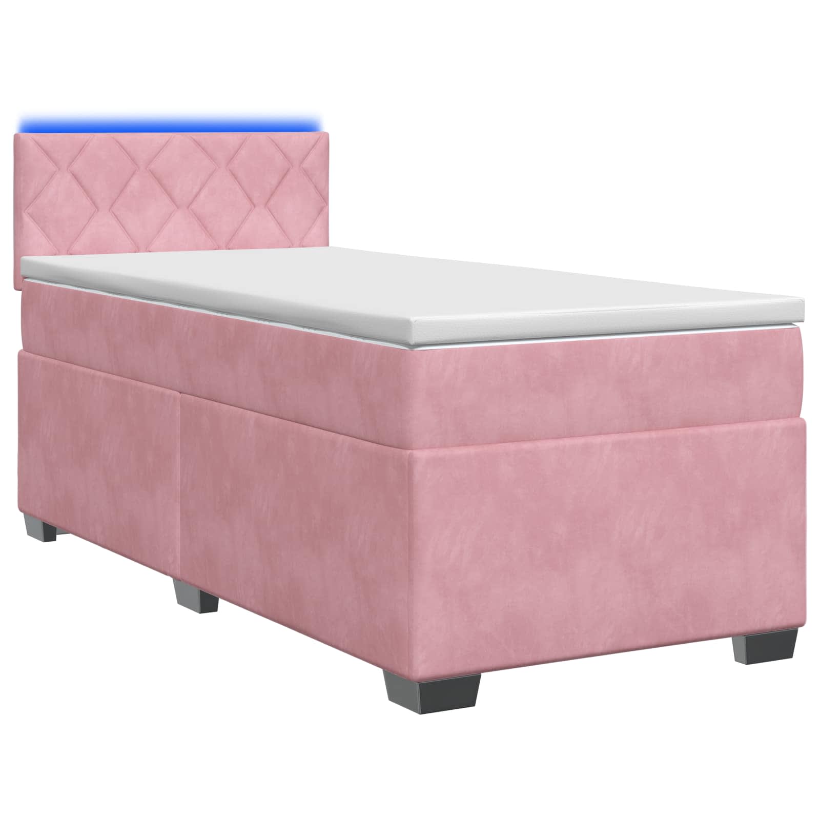 Lit de box spring avec matelas et LED Rose 100 x 200 cm Velours - XIOS