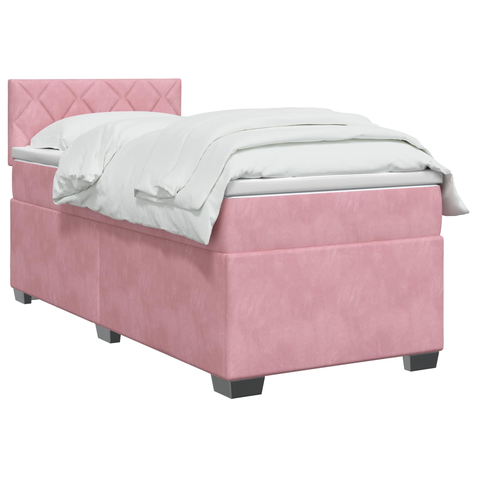 Lit de box spring avec matelas et LED Rose 100 x 200 cm Velours