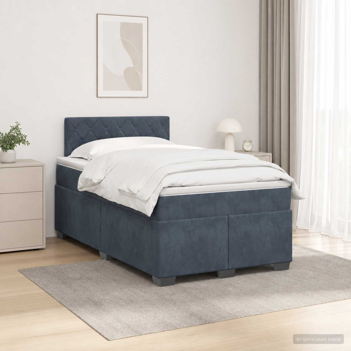 Lit de box spring avec matelas et LED Gris foncé 120 x 200 cm