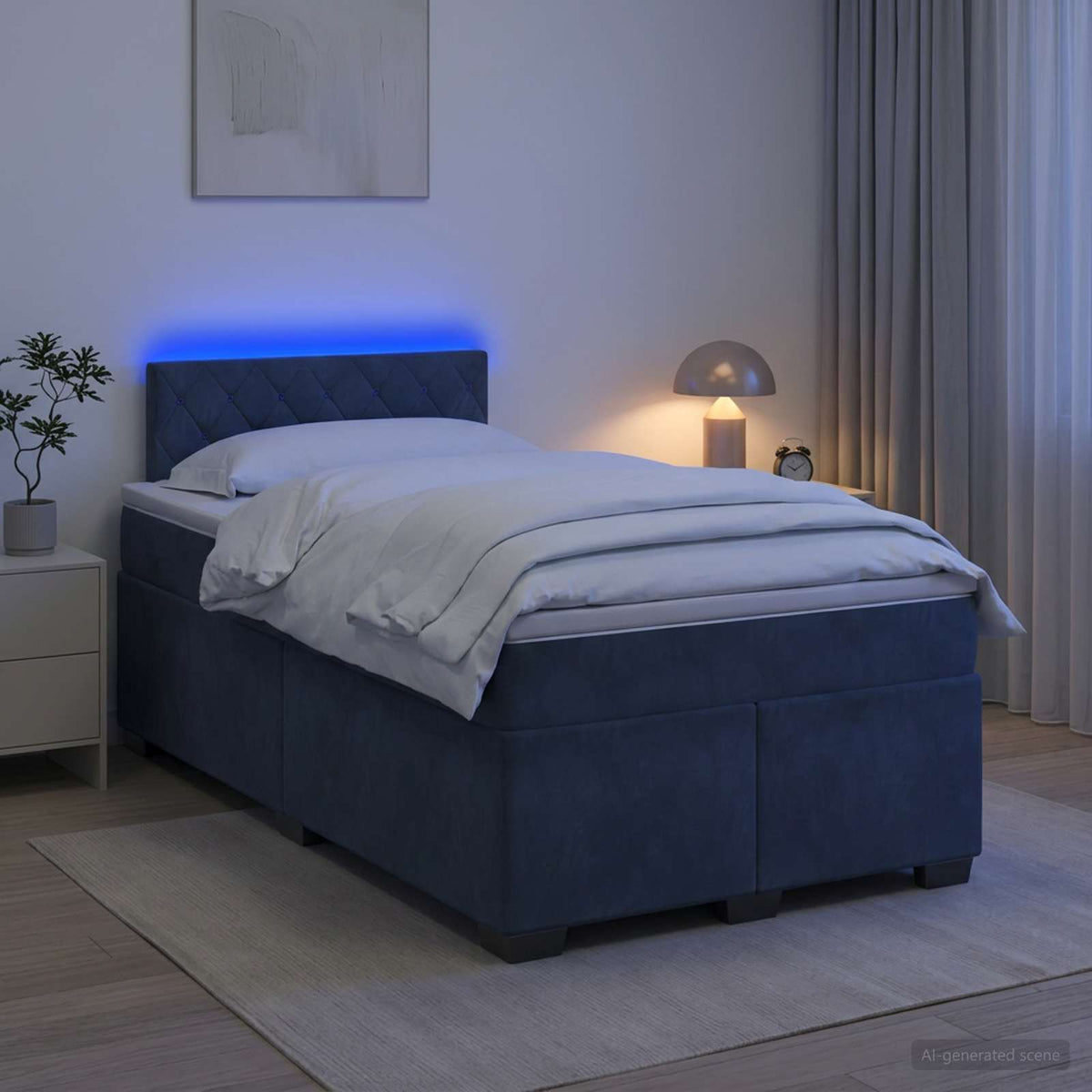 Lit de box spring avec matelas et LED Gris foncé 120 x 190 cm