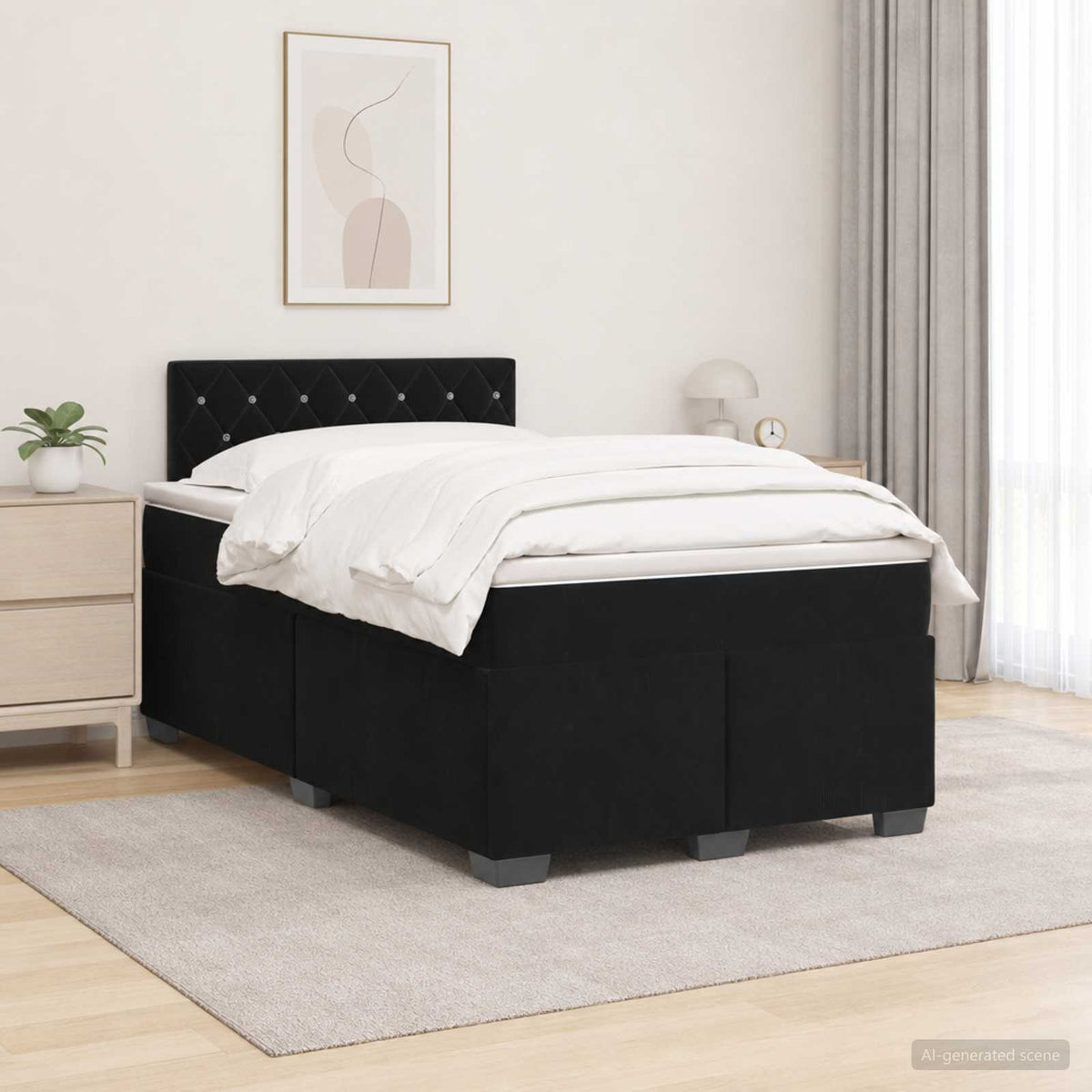 Lit de box spring avec matelas et LED Noir 120 x 200 cm Velours