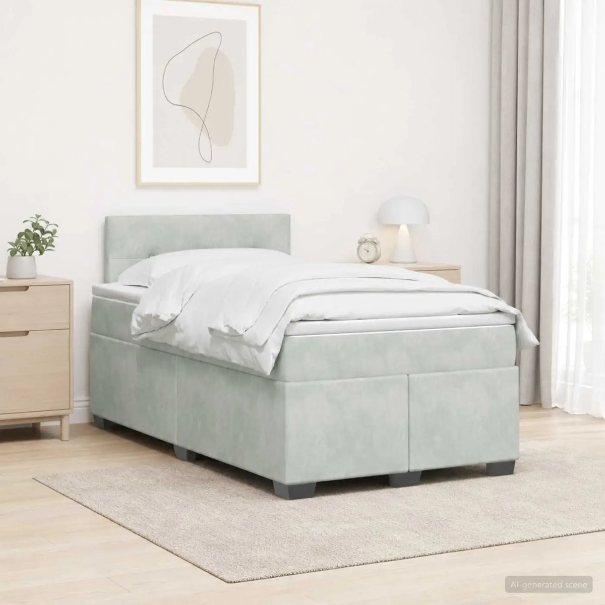 Lit de box spring avec matelas et LED Gris clair 120 x 200 cm - XIOS