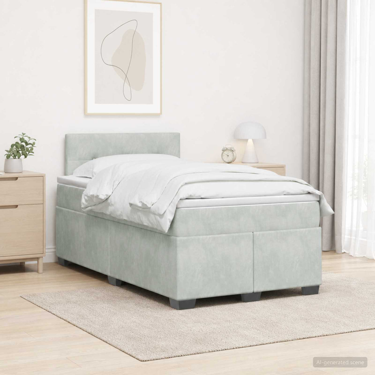 Lit de box spring avec matelas et LED Gris clair 120 x 190 cm