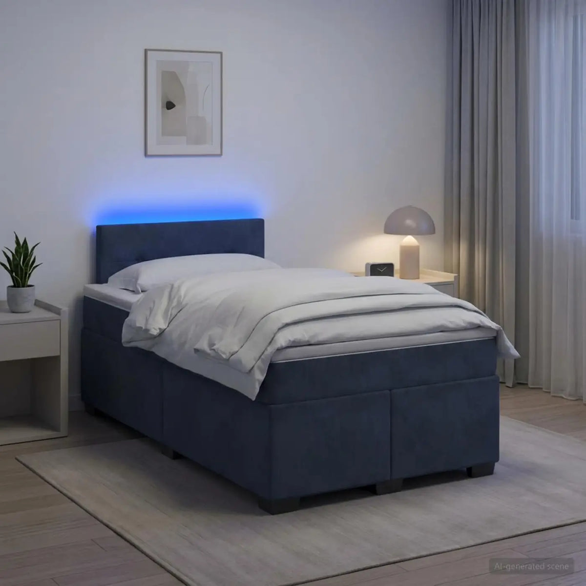 Lit de box spring avec matelas et LED Gris foncé 120 x 200 cm - XIOS