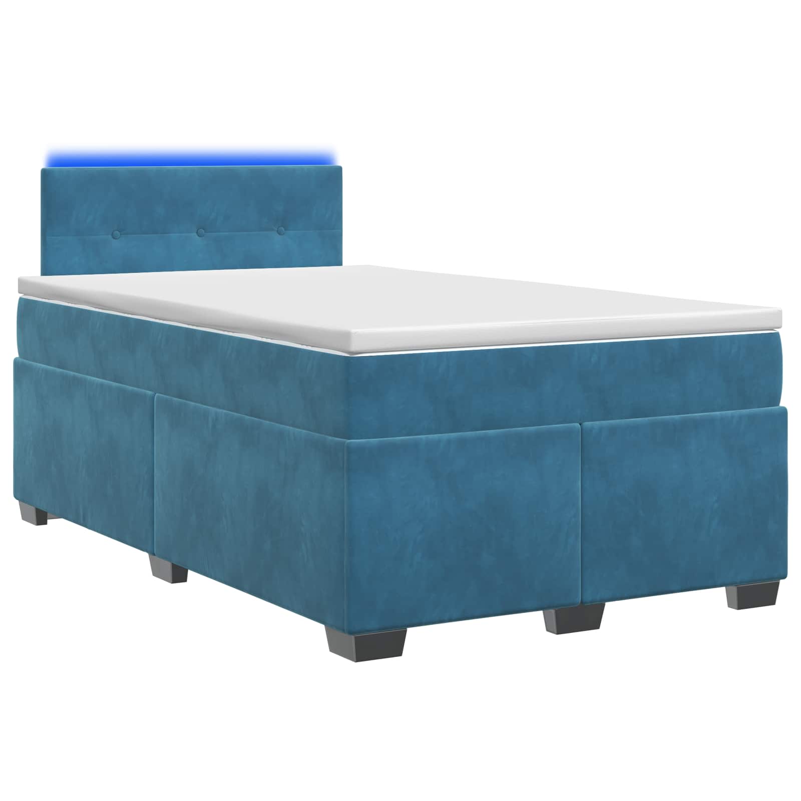 Lit de box spring avec matelas et LED Bleu 120 x 190 cm Velours