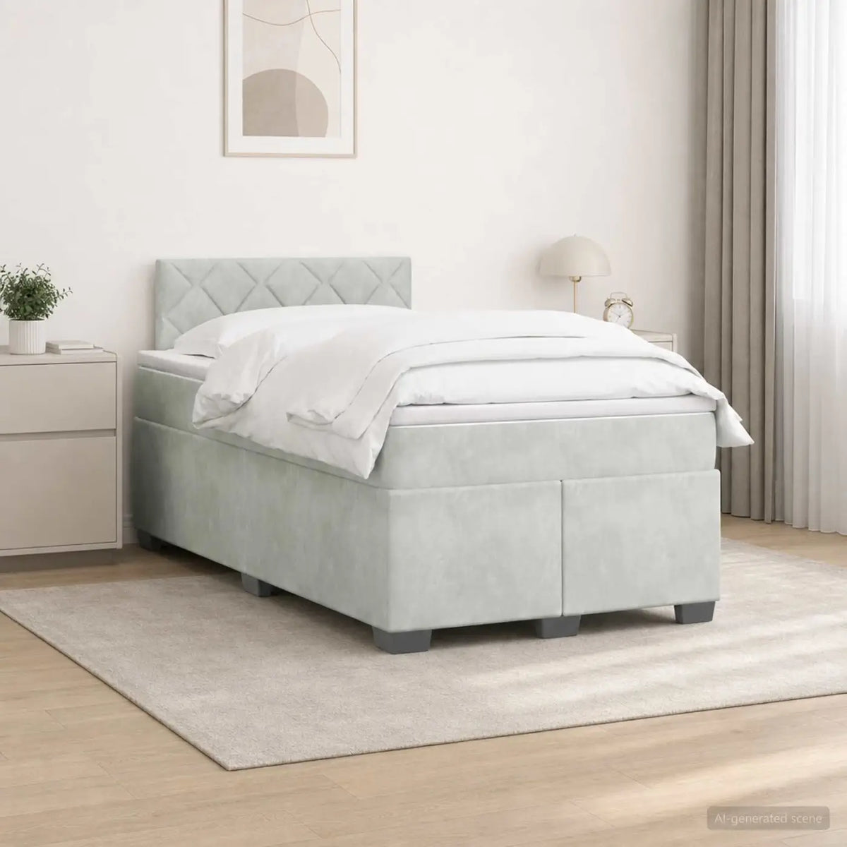 Lit de box spring avec matelas et LED Gris clair 120 x 200 cm - XIOS