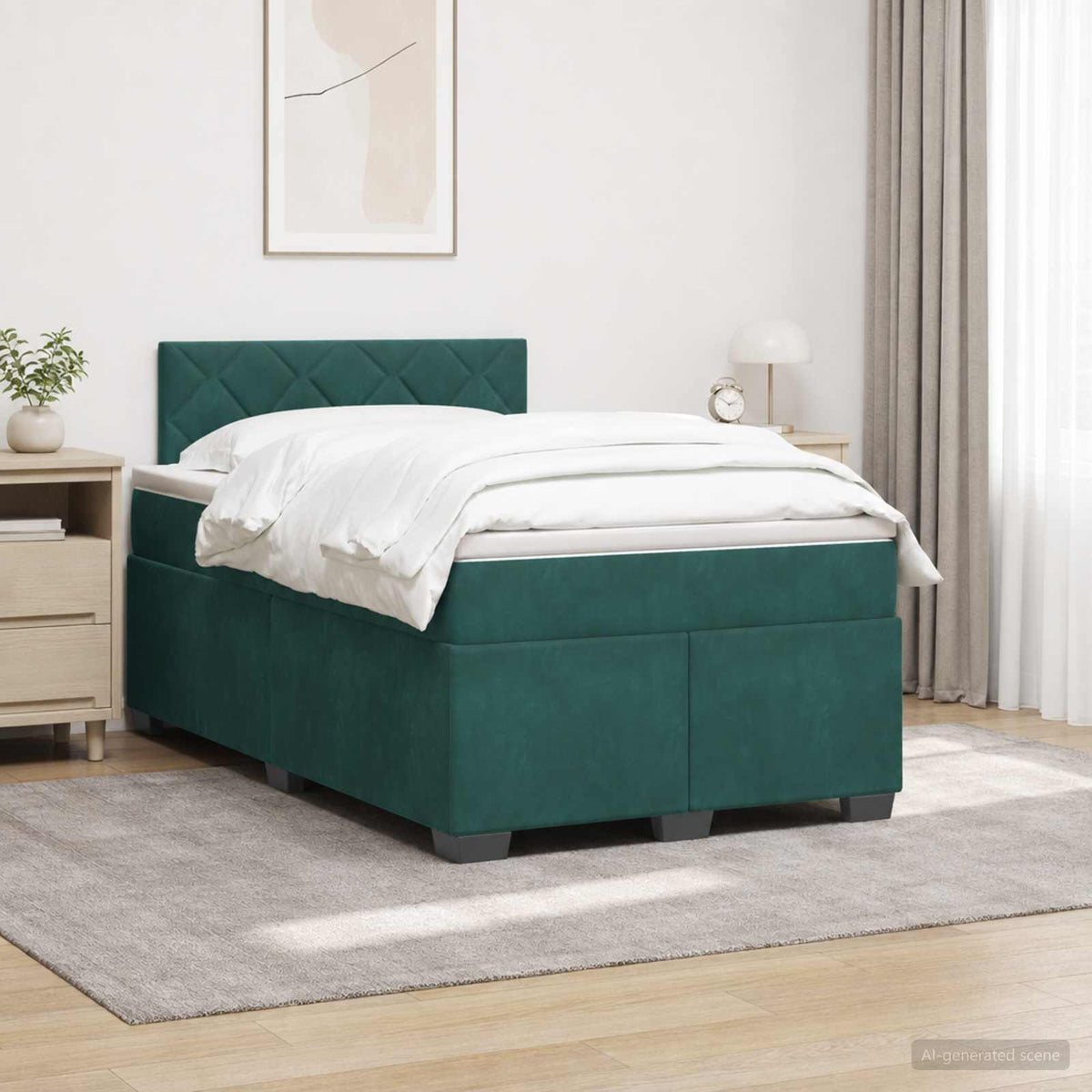 Lit de box spring avec matelas et LED Vert foncé 120 x 190 cm
