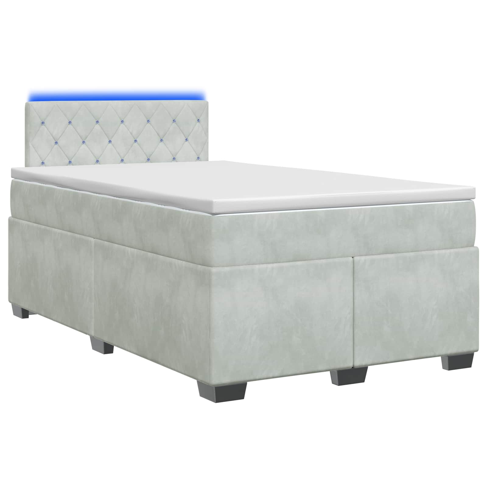 Lit de box spring avec matelas et LED Gris clair 120 x 200 cm - XIOS