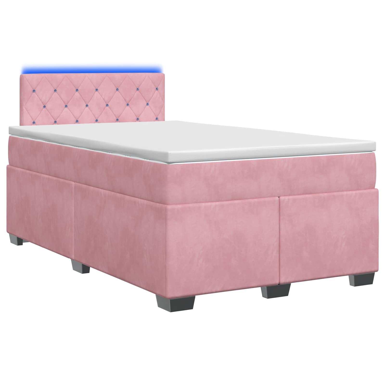 Lit de box spring avec matelas et LED Rose 120 x 200 cm Velours - XIOS