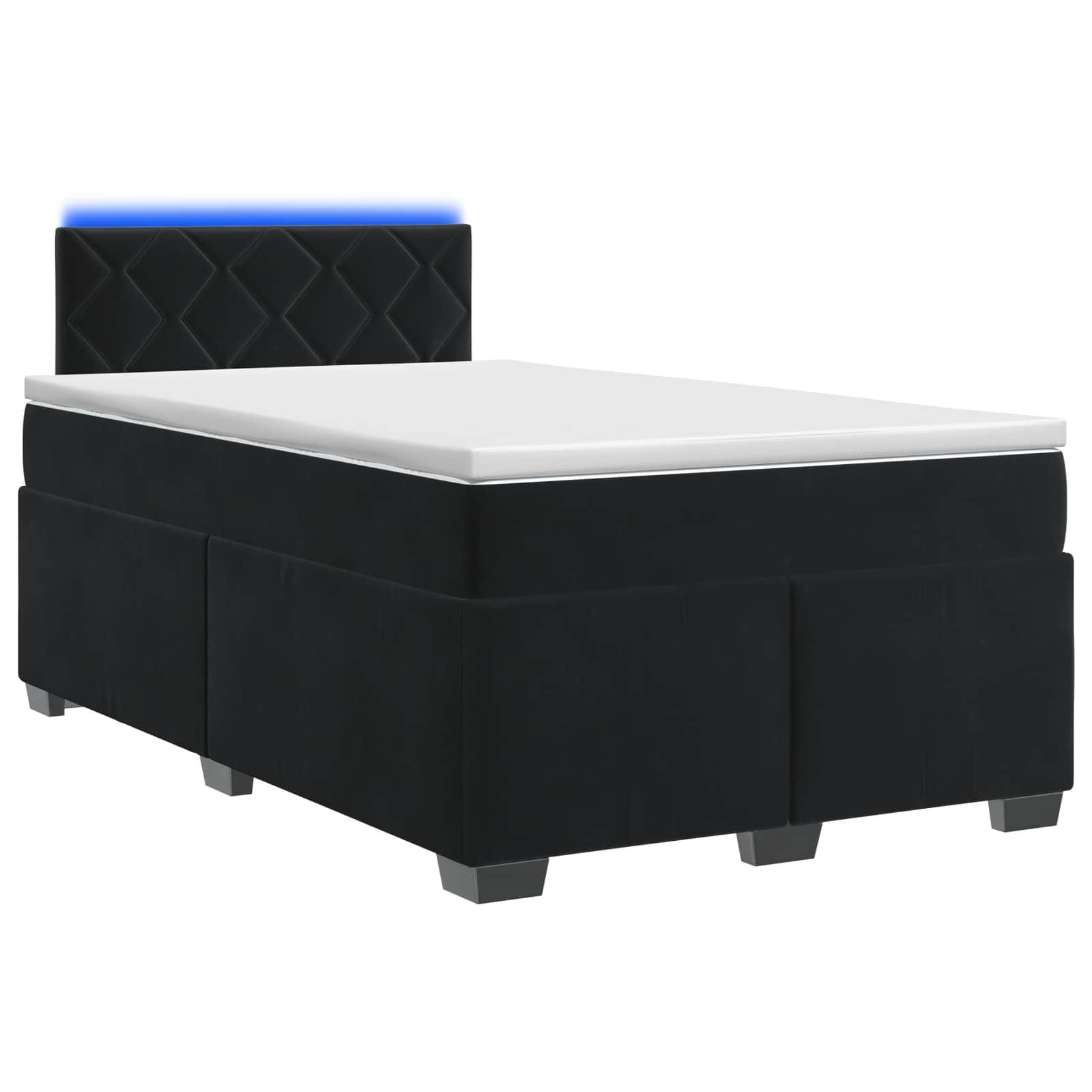 Lit de box spring avec matelas et LED Noir 120 x 200 cm Velours - XIOS