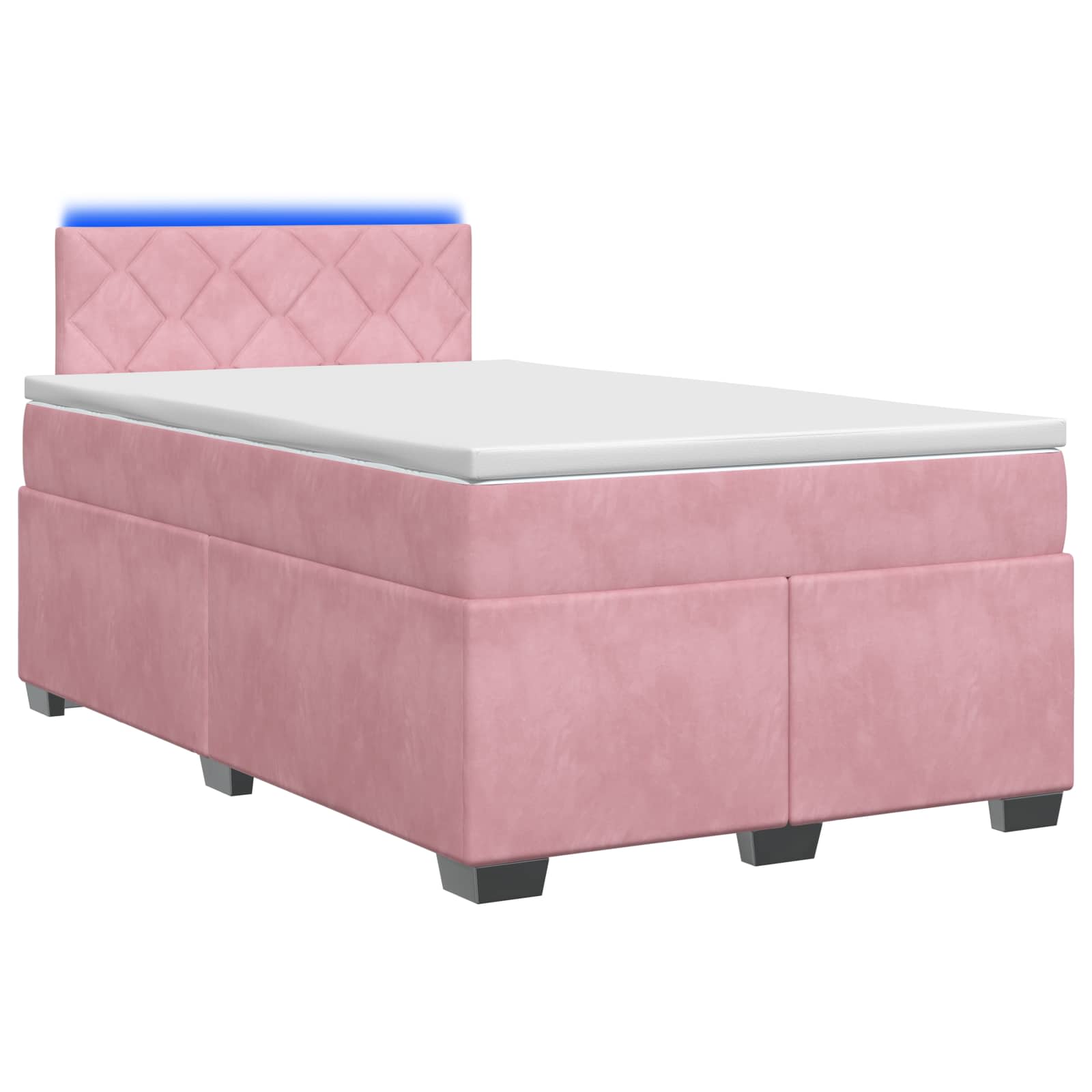 Lit de box spring avec matelas et LED Rose 120 x 200 cm Velours - XIOS