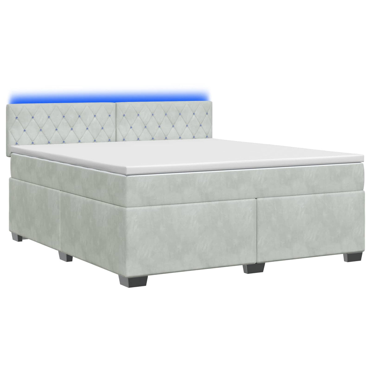 Lit de box spring avec matelas et LED Gris clair 140 x 190 cm