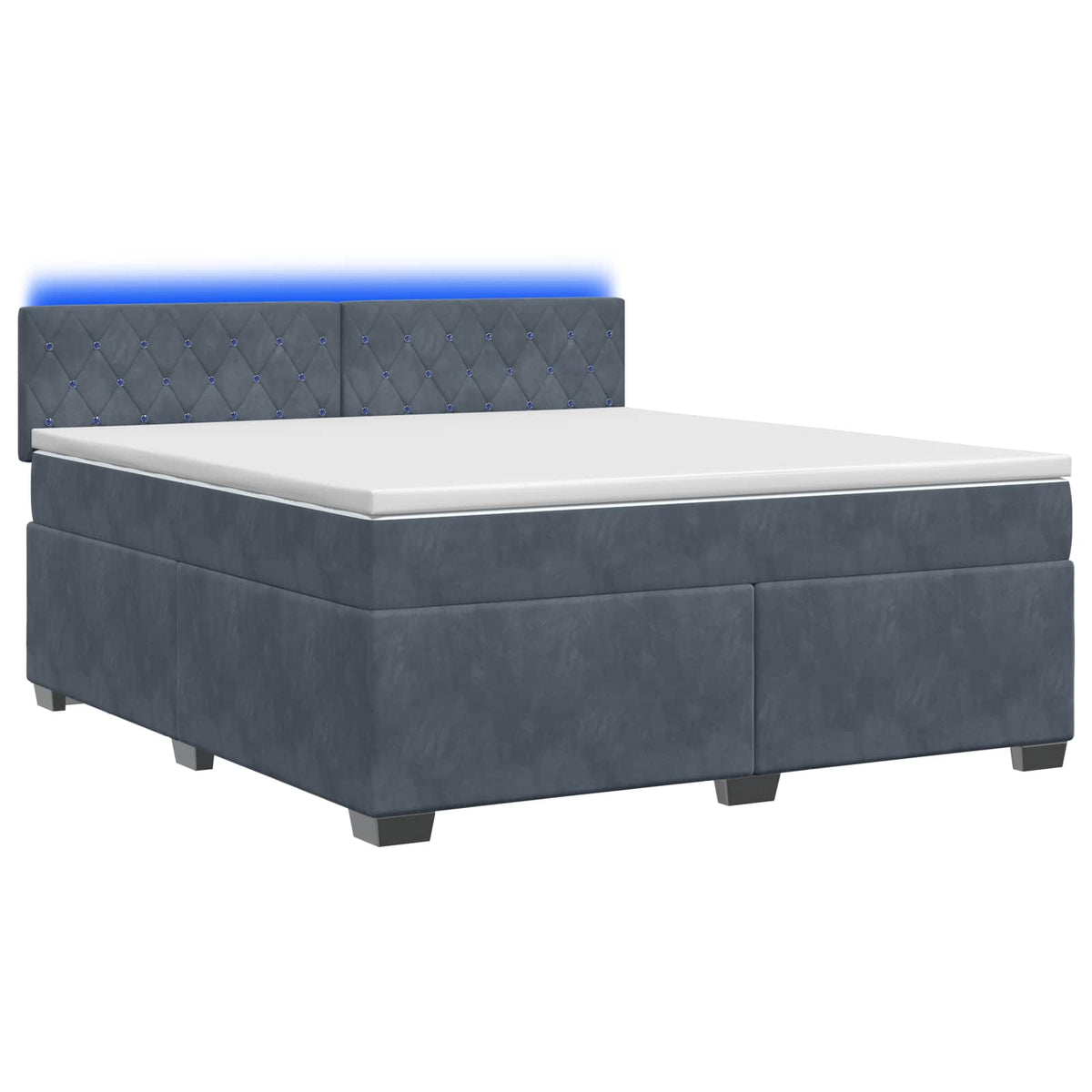 Lit de box spring avec matelas et LED Gris foncé 140 x 190 cm