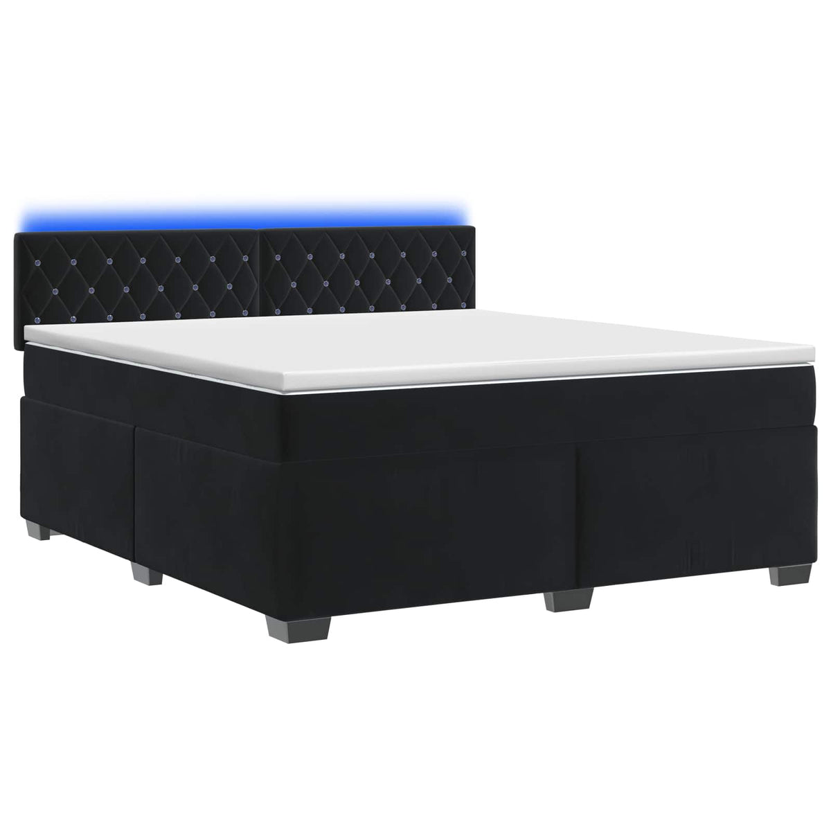 Lit de box spring avec matelas et LED Noir 140 x 190 cm Velours