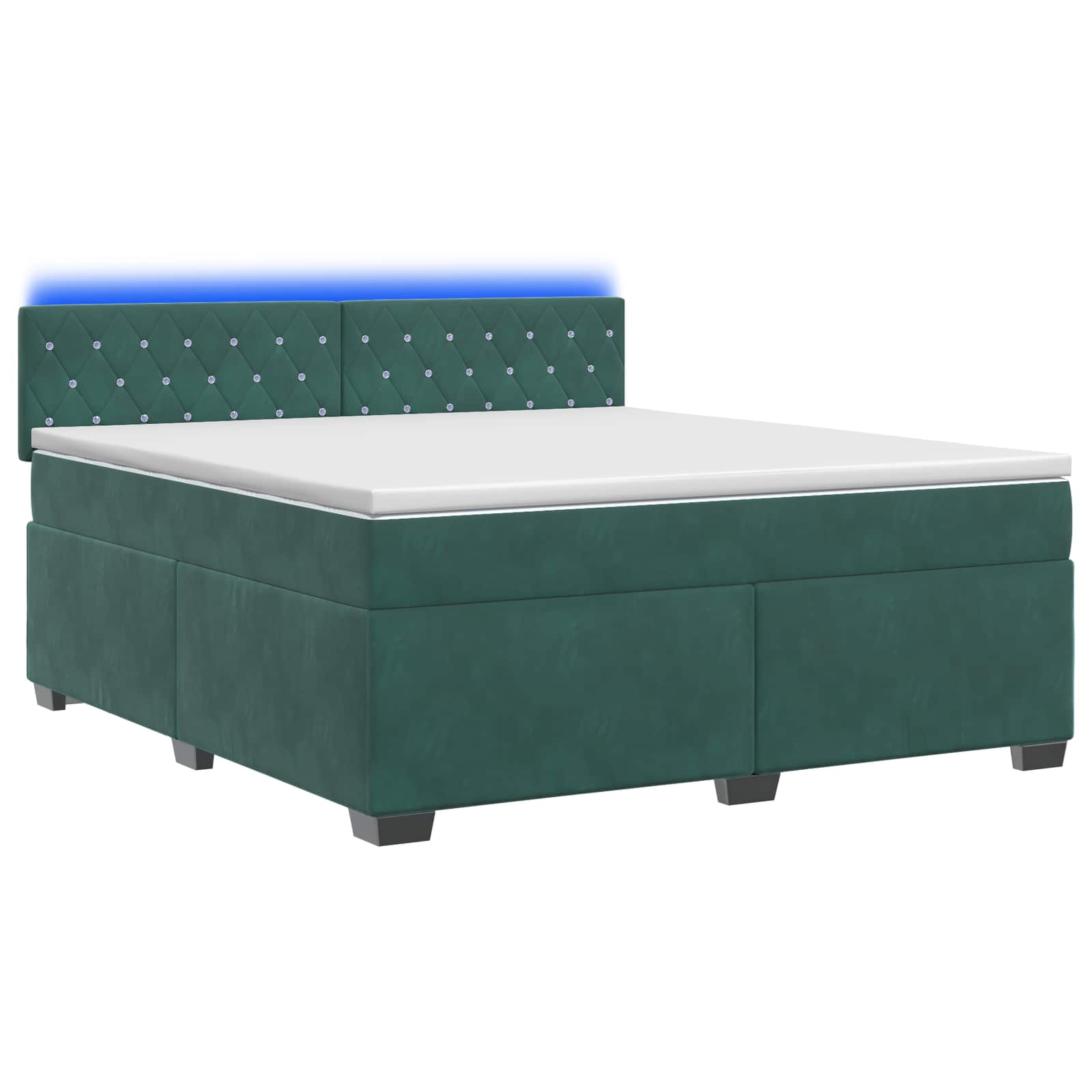 Lit de box spring avec matelas et LED Vert foncé 140 x 190 cm