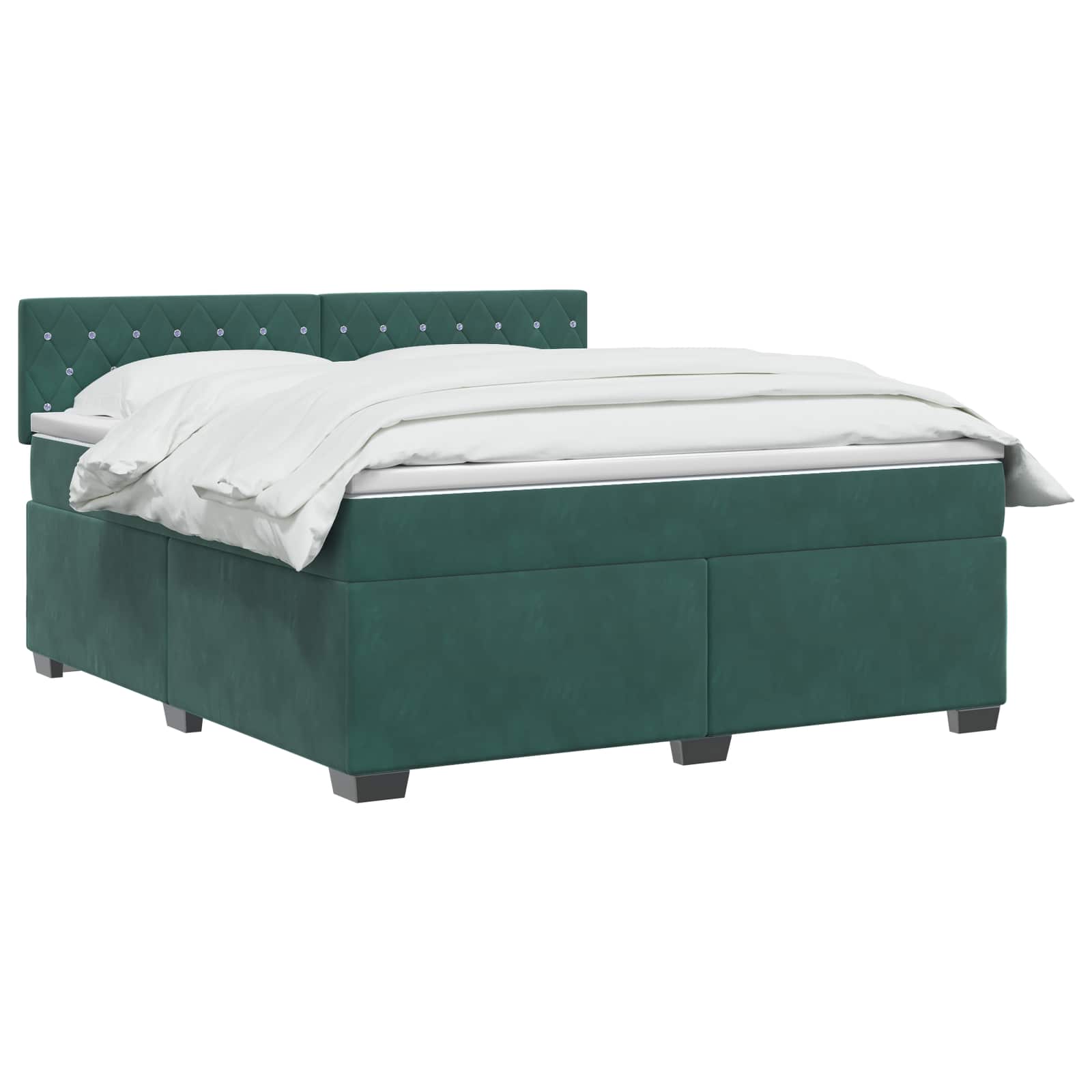 Lit de box spring avec matelas et LED Vert foncé 140 x 190 cm
