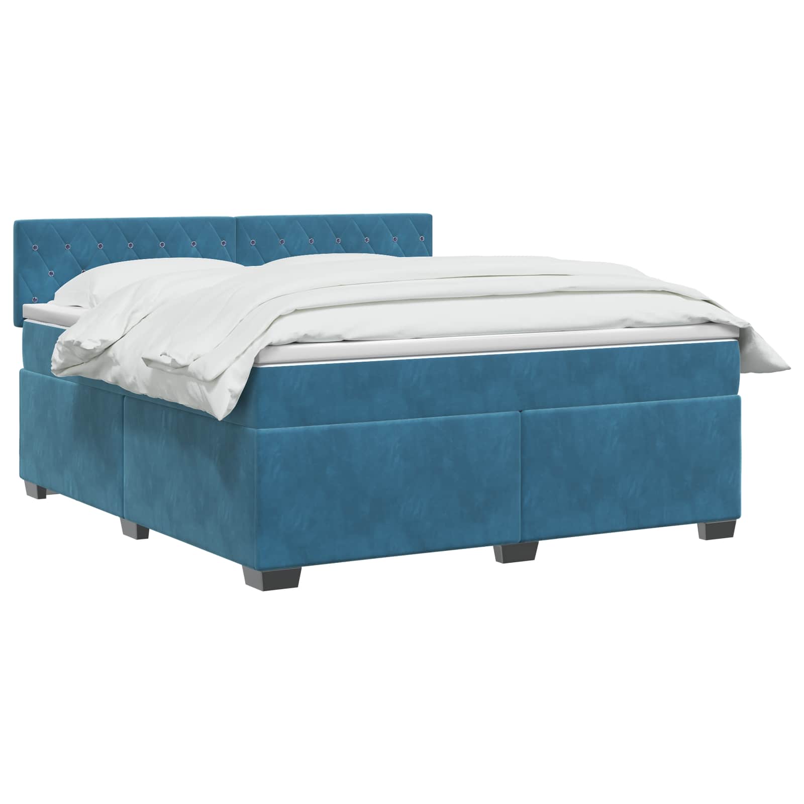 Lit de box spring avec matelas et LED Bleu 140 x 190 cm Velours