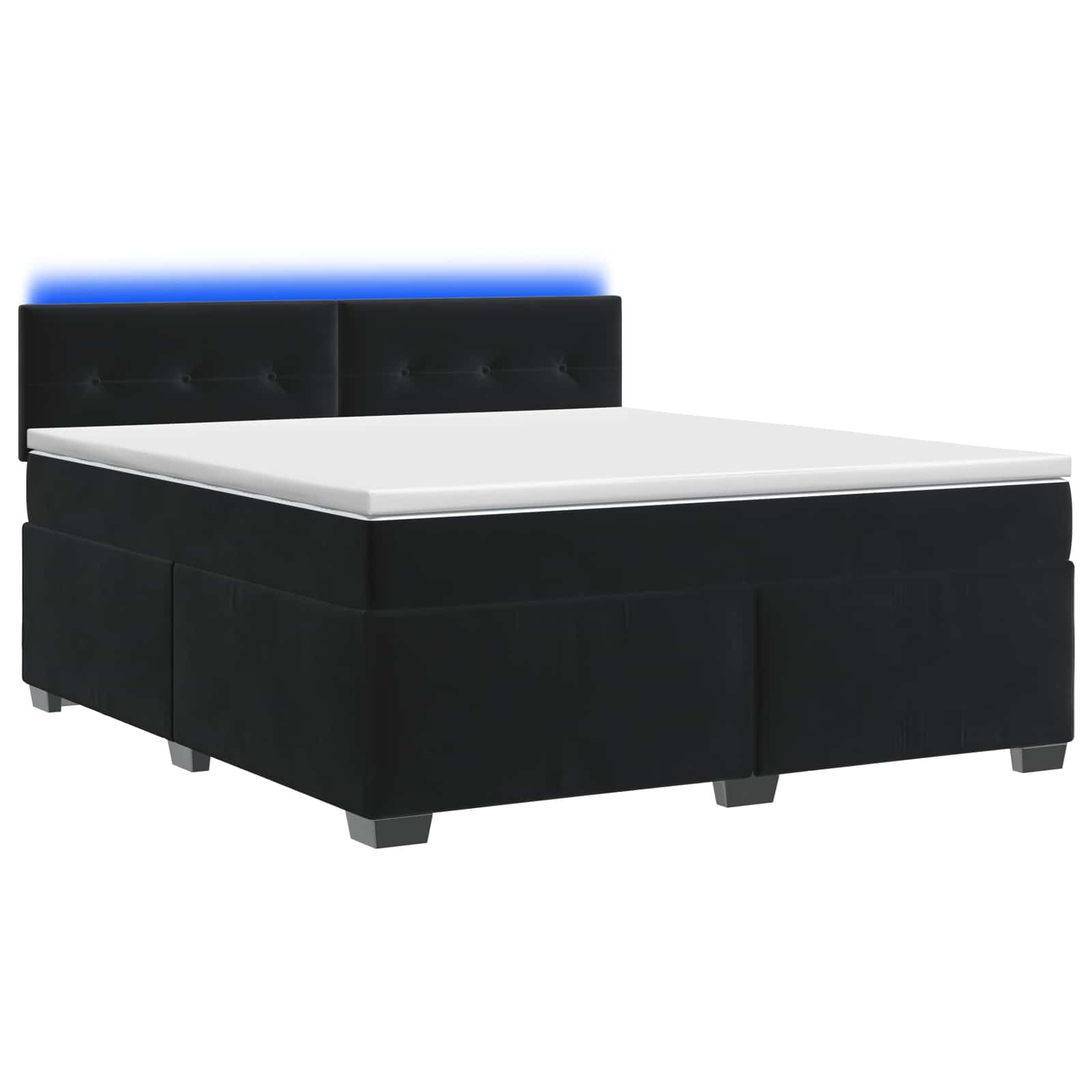 Lit de box spring avec matelas et LED Noir 140 x 190 cm Velours - XIOS