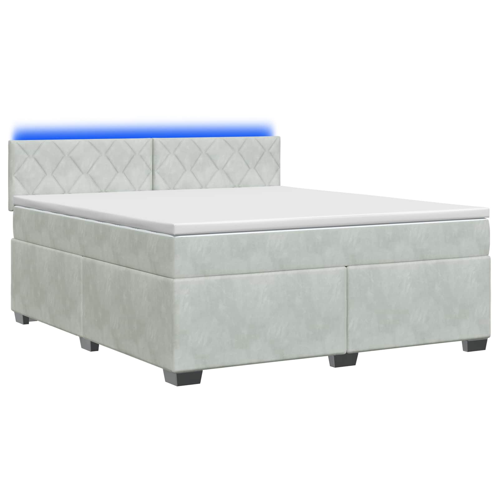 Lit de box spring avec matelas et LED Gris clair 140 x 190 cm - XIOS