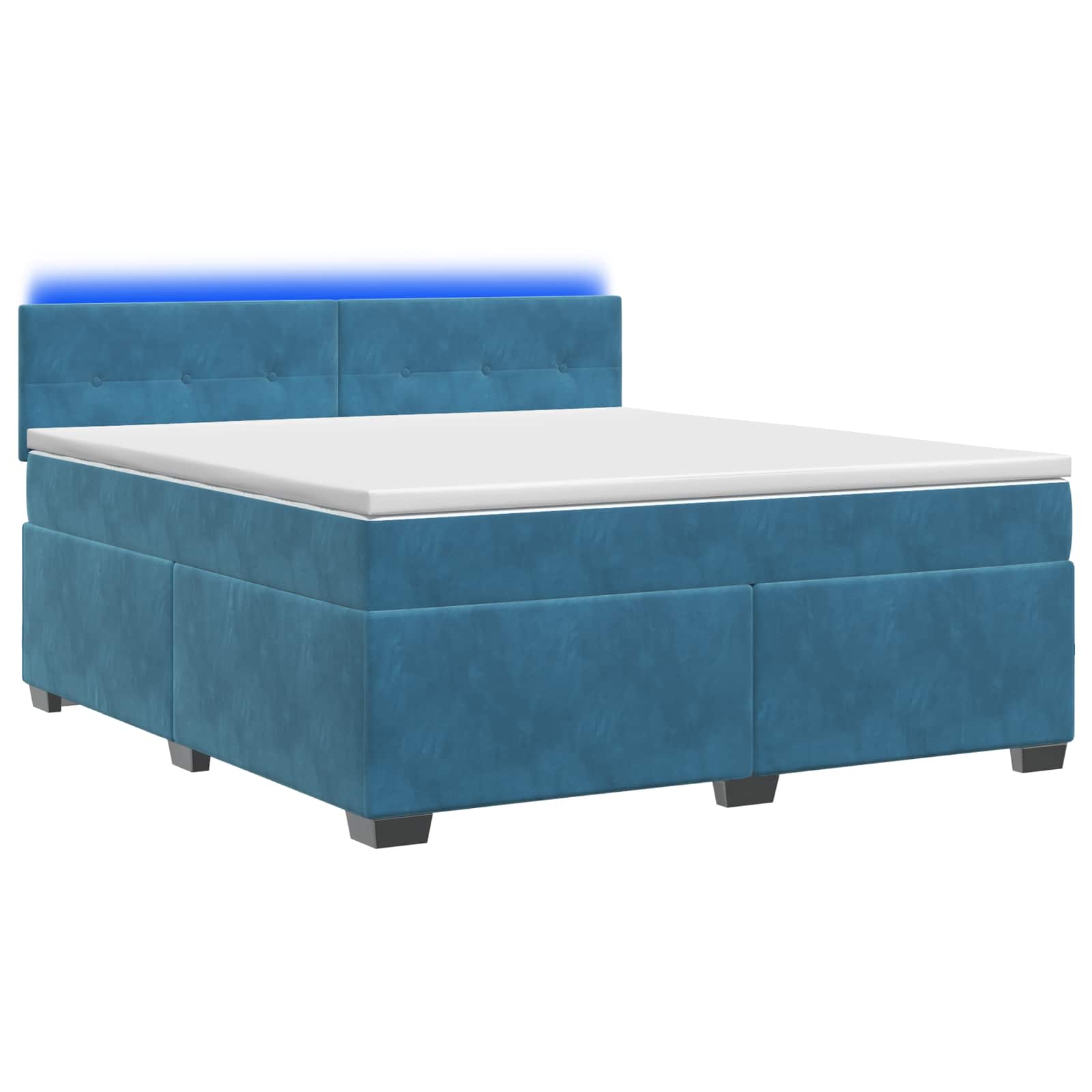 Lit de box spring avec matelas et LED Bleu 140 x 200 cm Velours - XIOS