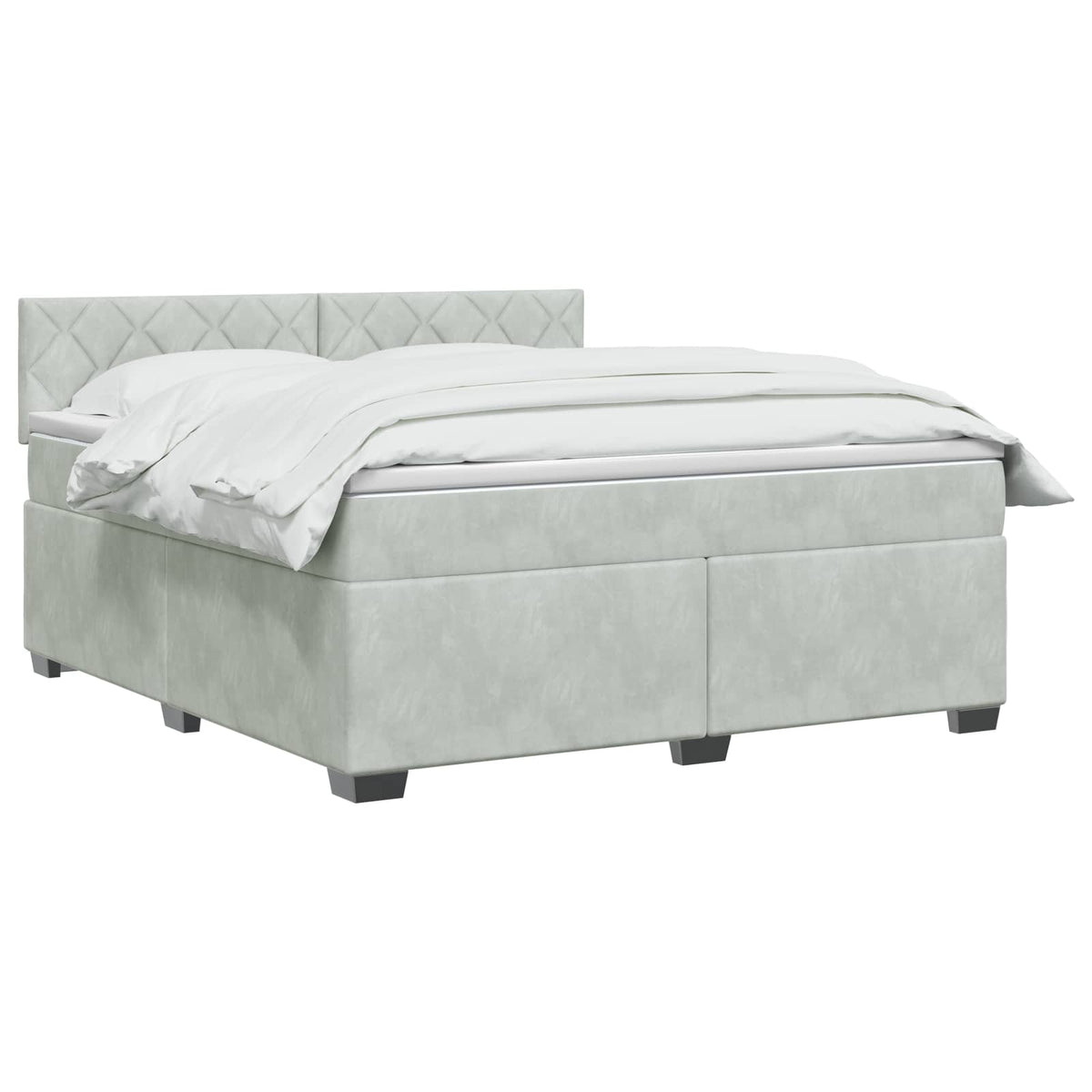 Lit de box spring avec matelas et LED Gris clair 160 x 200 cm