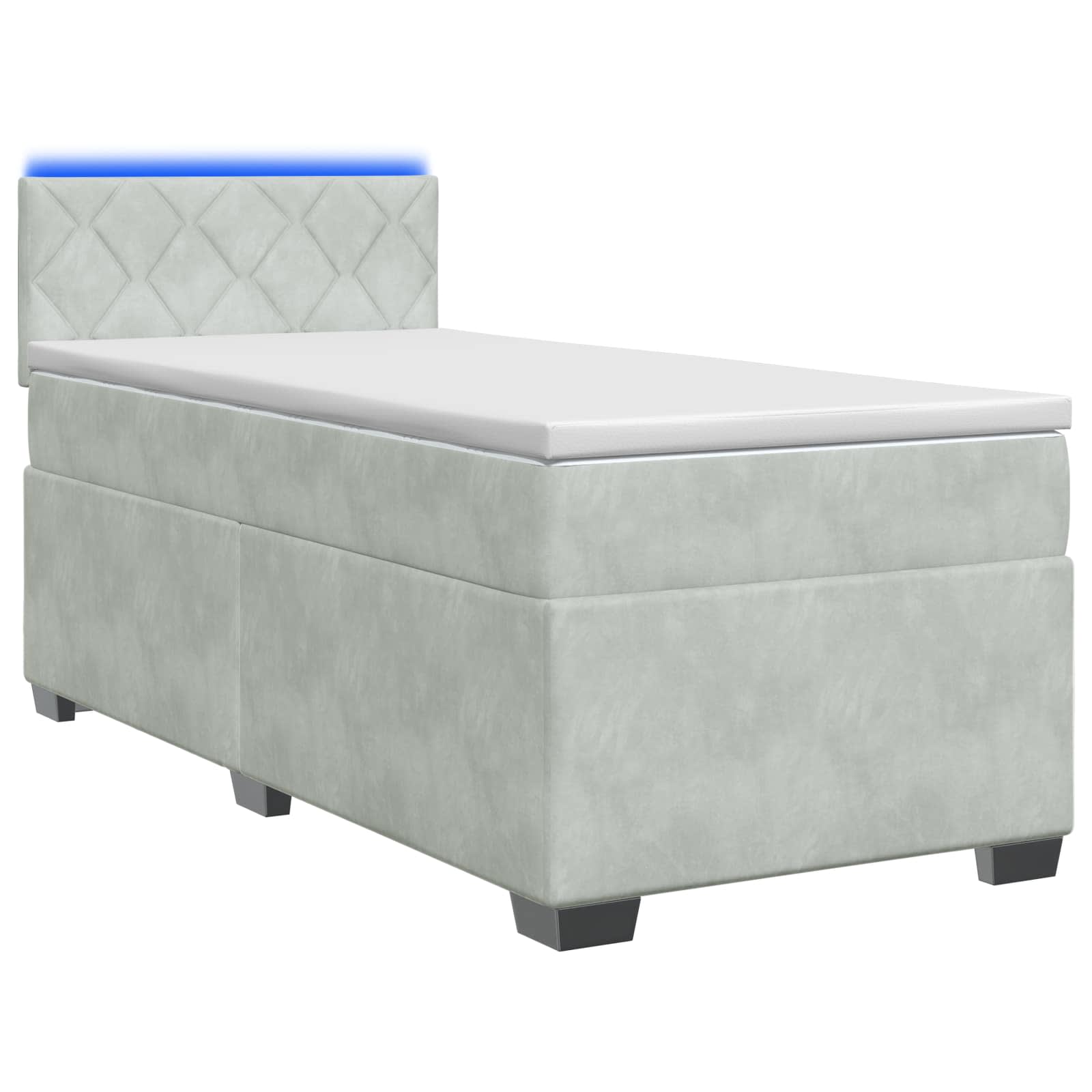 Lit de box spring avec matelas et LED Gris clair Simple Velours - XIOS