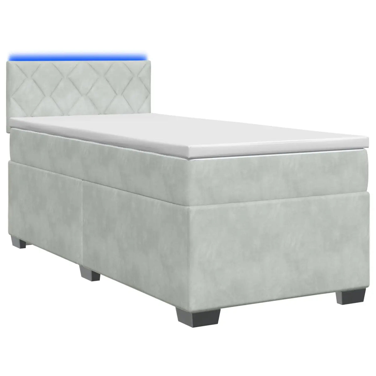 Lit de box spring avec matelas et LED Gris clair Simple Velours - XIOS