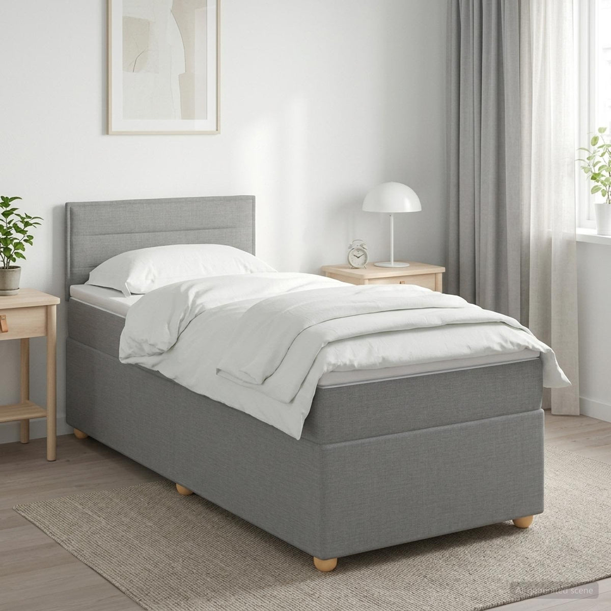 Lit boxspring avec matelas Gris clair 80 x 200 cm Tissu