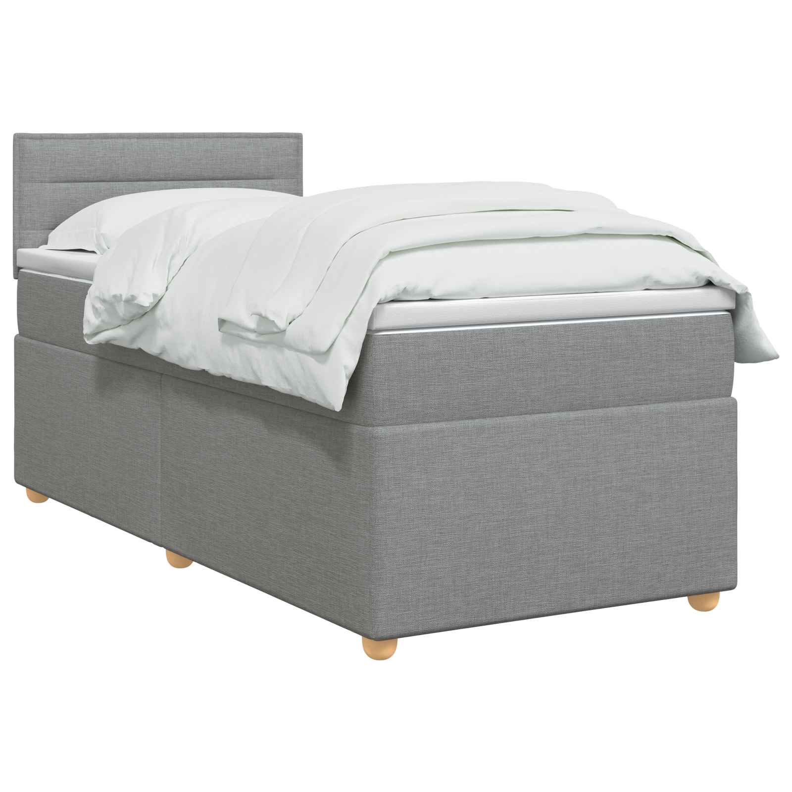Lit boxspring avec matelas Gris clair 80 x 200 cm Tissu - XIOS