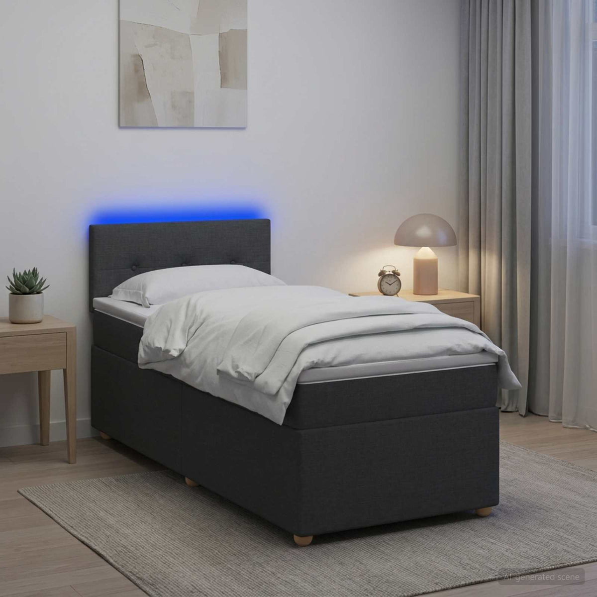 Lit boxspring avec matelas Gris foncé 80 x 200 cm Tissu