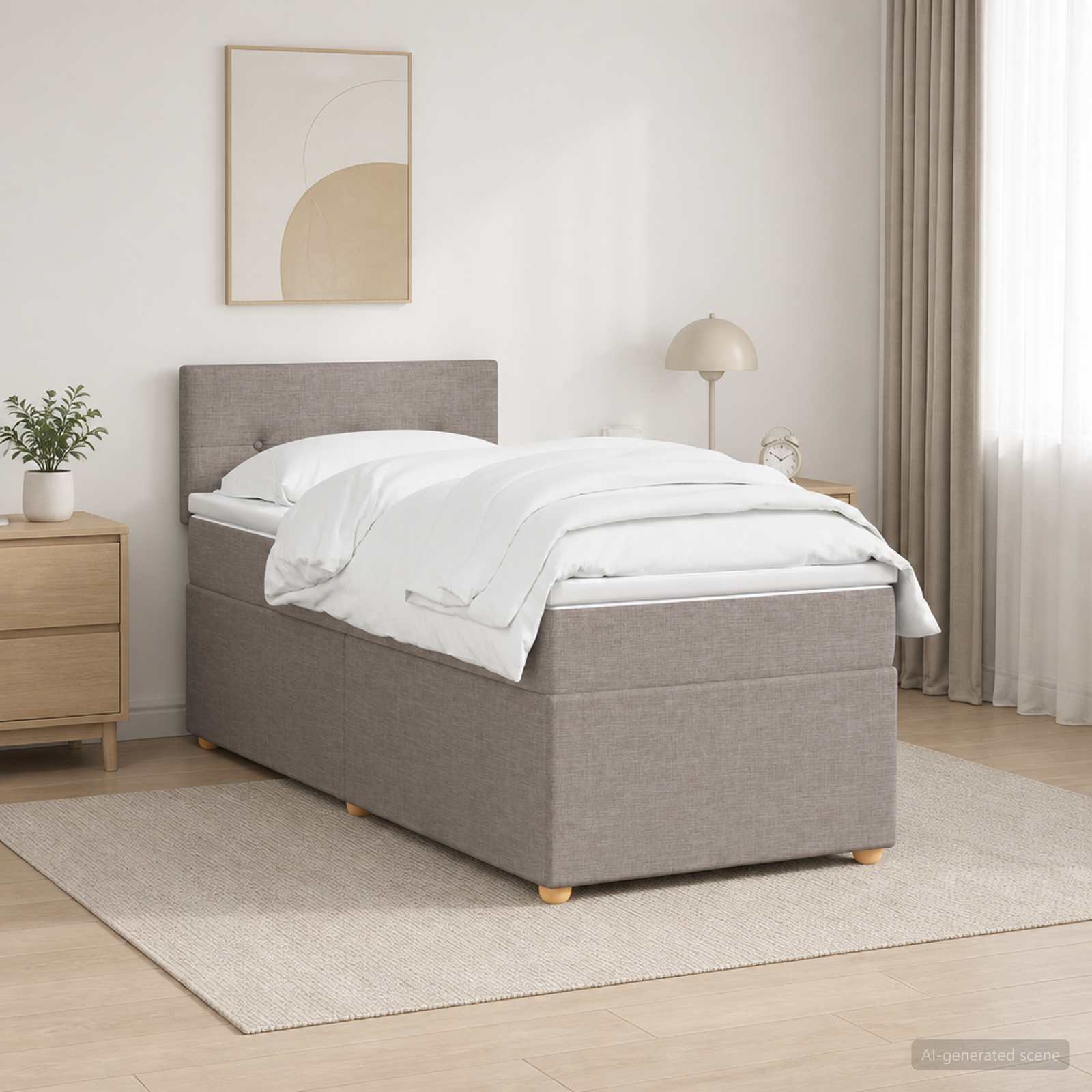 Lit boxspring avec matelas Taupe 90 x 190 cm Tissu