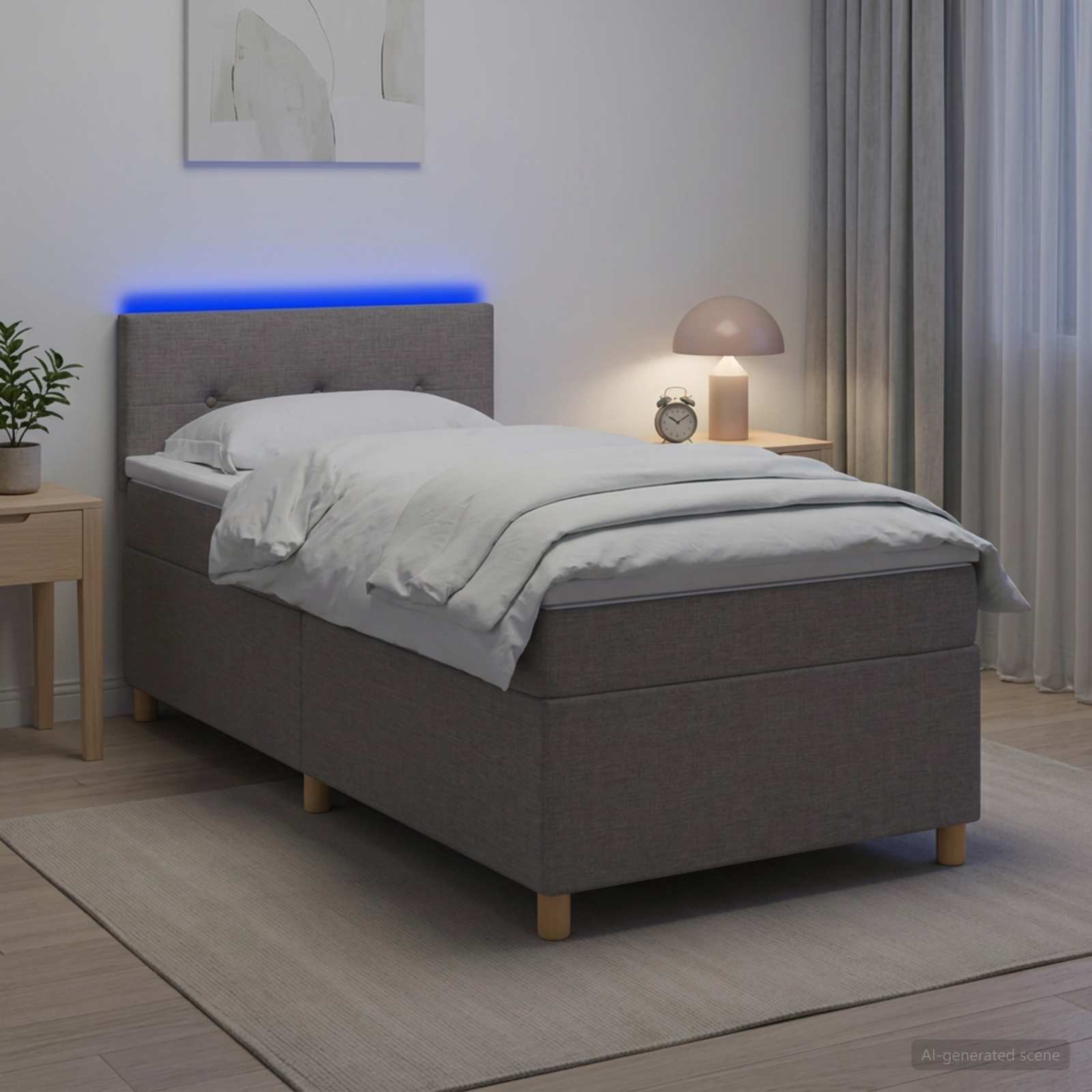 Lit boxspring avec matelas Taupe 90 x 190 cm Tissu