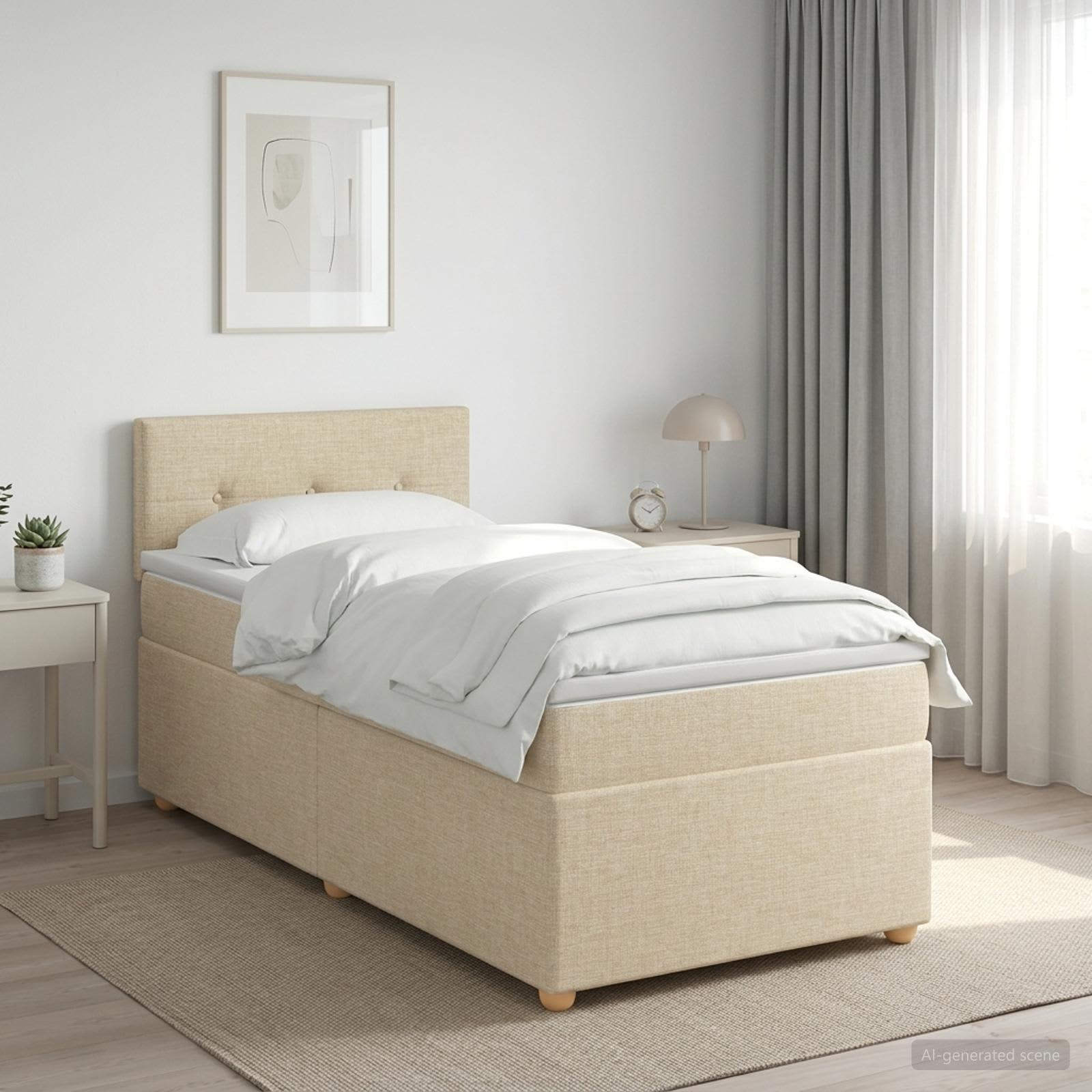 Lit boxspring avec matelas Crème 90 x 190 cm Tissu - XIOS