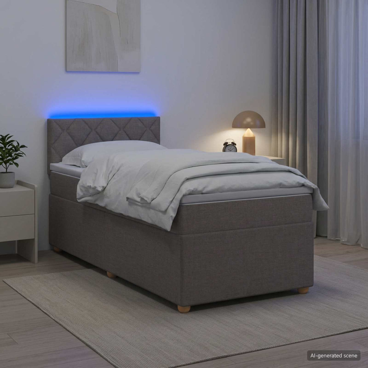 Lit boxspring avec matelas Taupe 100 x 200 cm Tissu