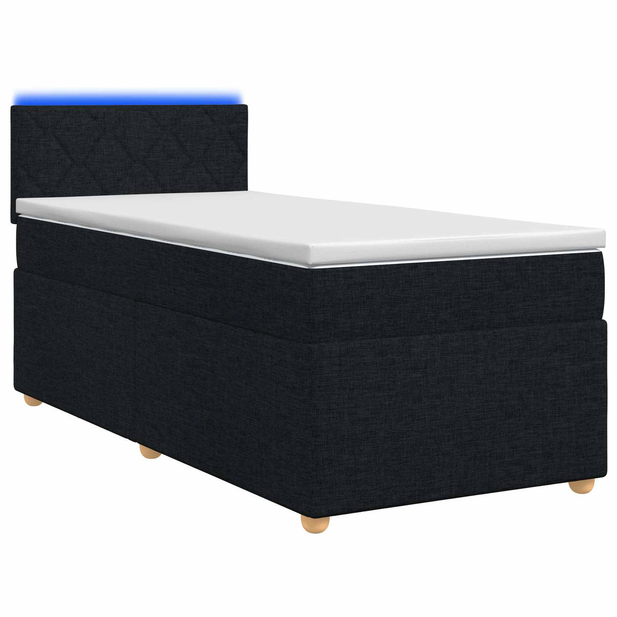 Lit boxspring avec matelas Noir 90 x 190 cm Tissu