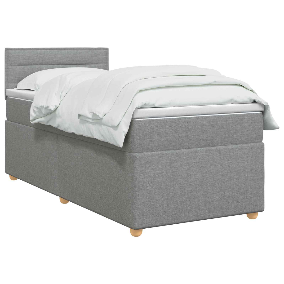 Lit boxspring avec matelas Gris clair 90 x 200 cm Tissu