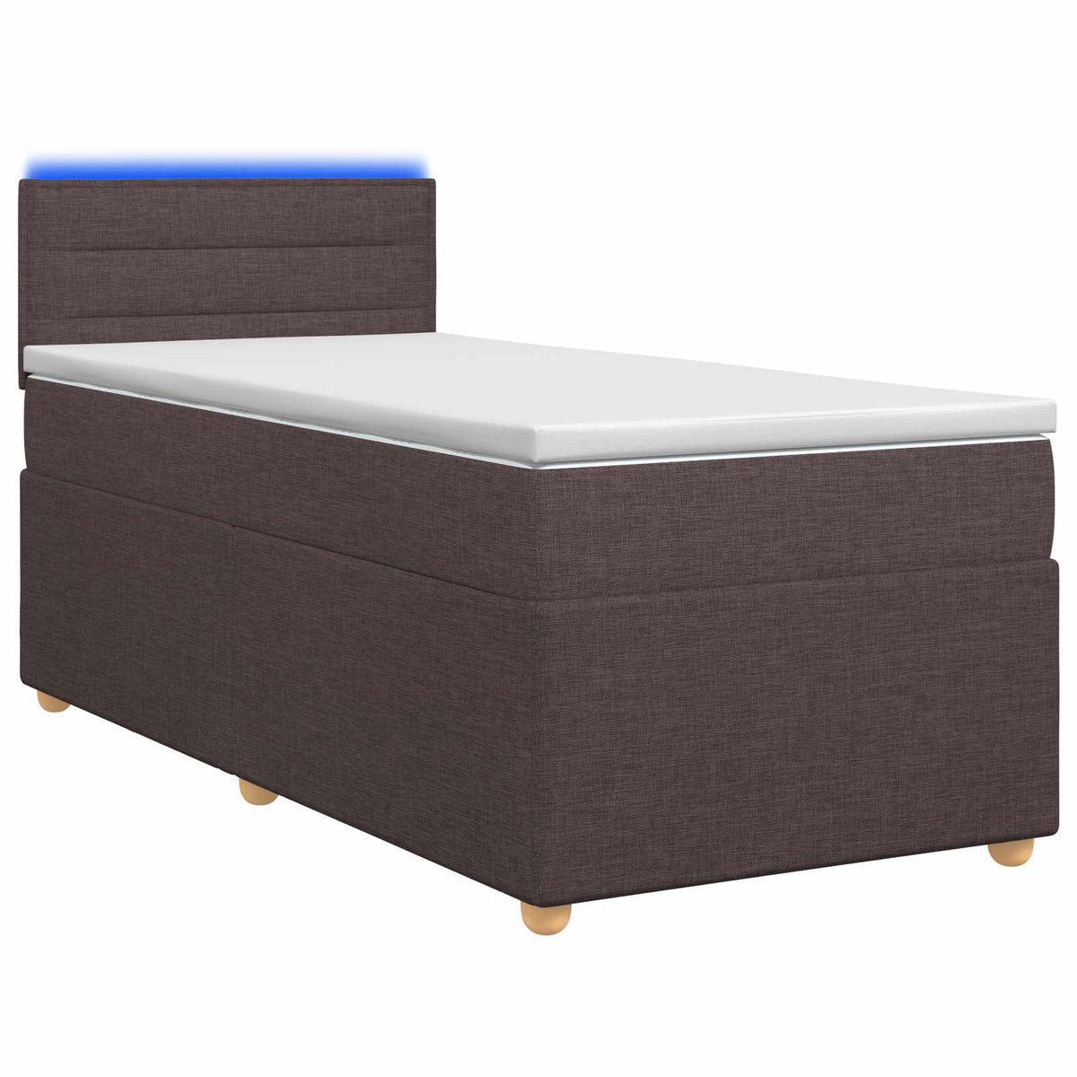 Lit boxspring avec matelas Marron foncé 100 x 200 cm Tissu