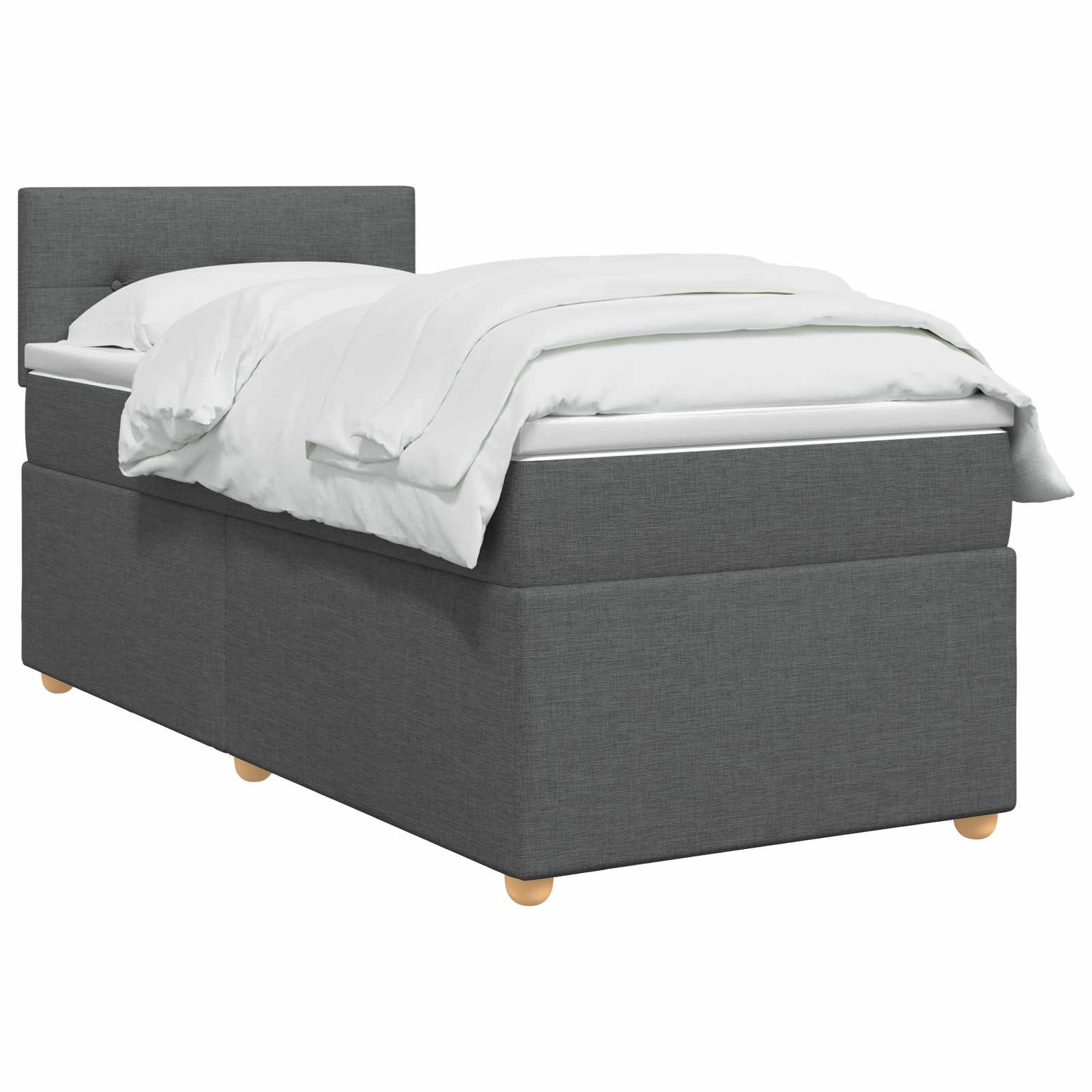Lit boxspring avec matelas Gris foncé 100 x 200 cm Tissu