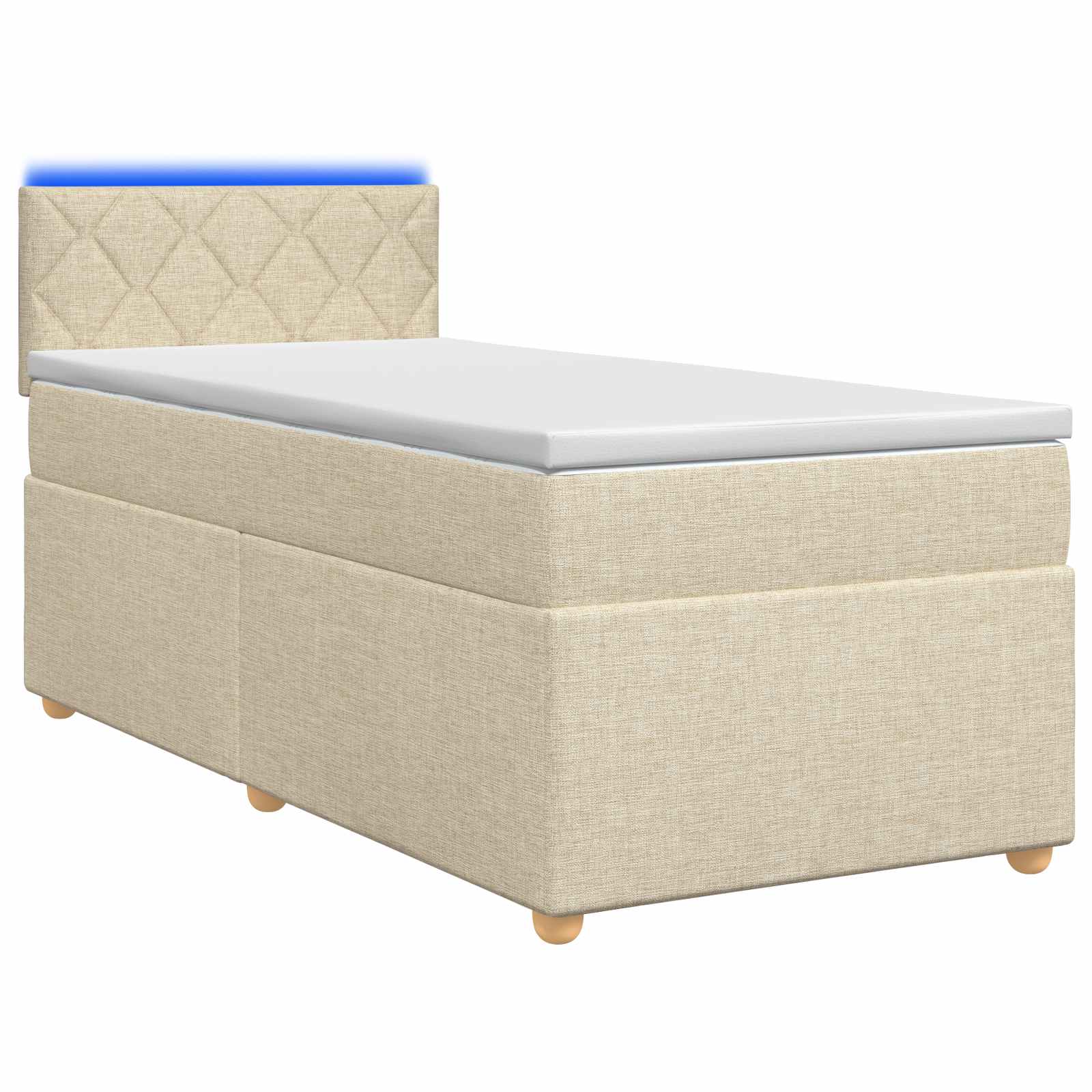 Lit boxspring avec matelas Crème 100 x 200 cm Tissu
