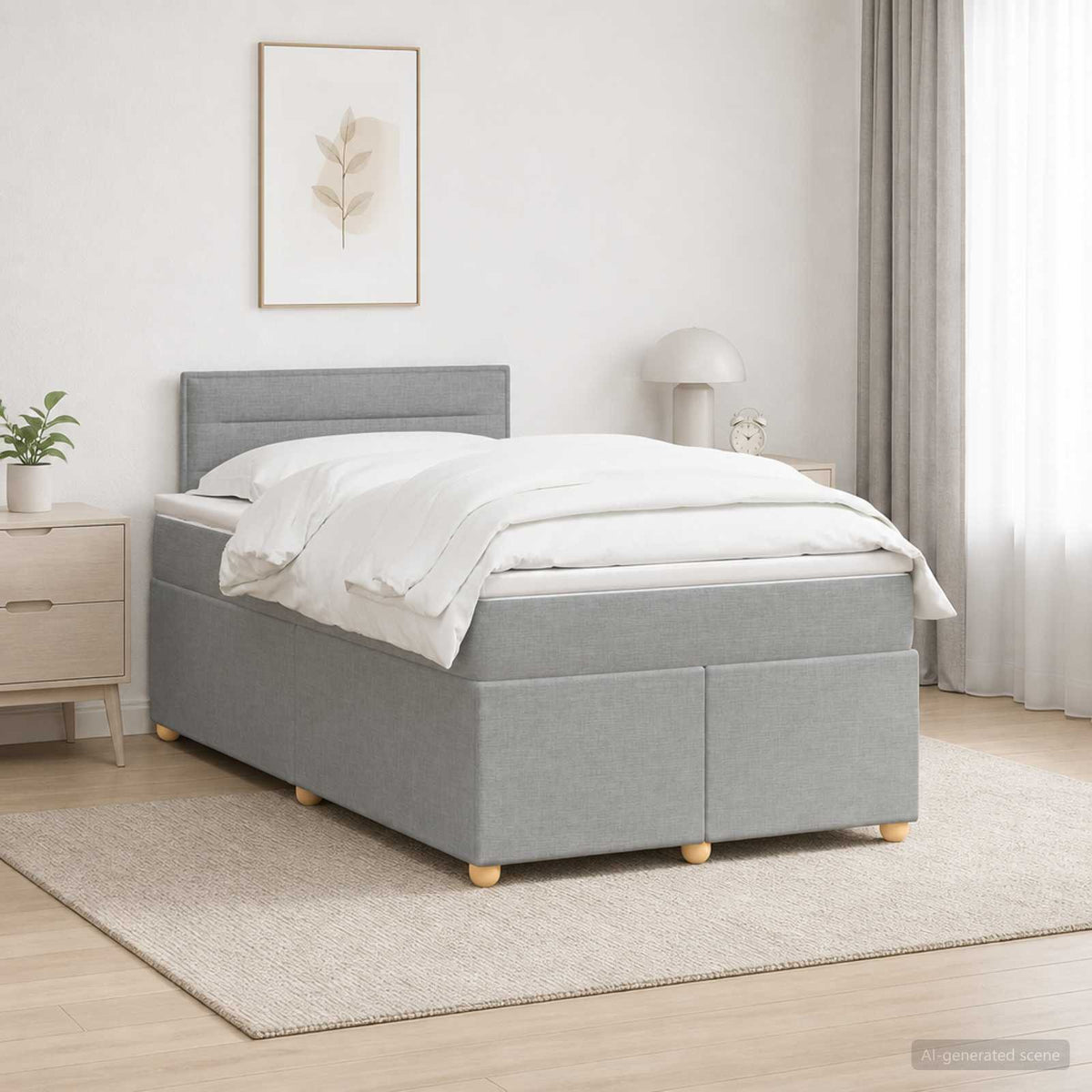 Lit boxspring avec matelas Gris clair 120 x 200 cm Tissu