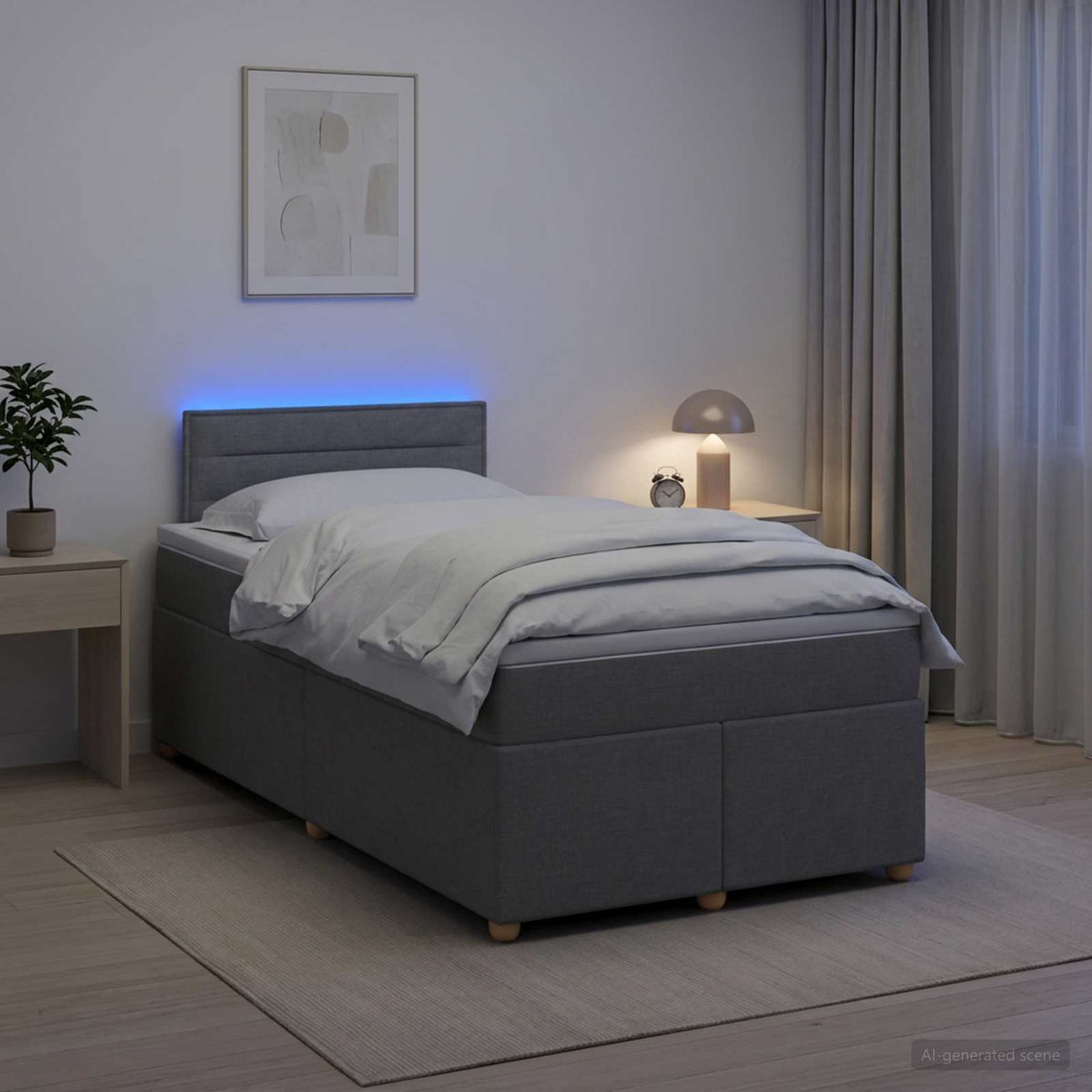 Lit boxspring avec matelas Gris clair 120 x 200 cm Tissu