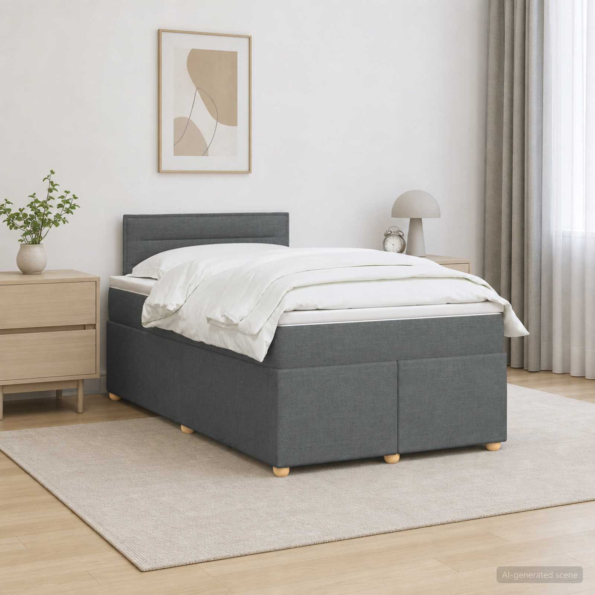 Lit boxspring avec matelas Gris foncé 120 x 190 cm Tissu