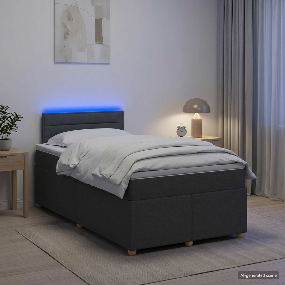 Lit boxspring avec matelas Gris foncé 120 x 190 cm Tissu